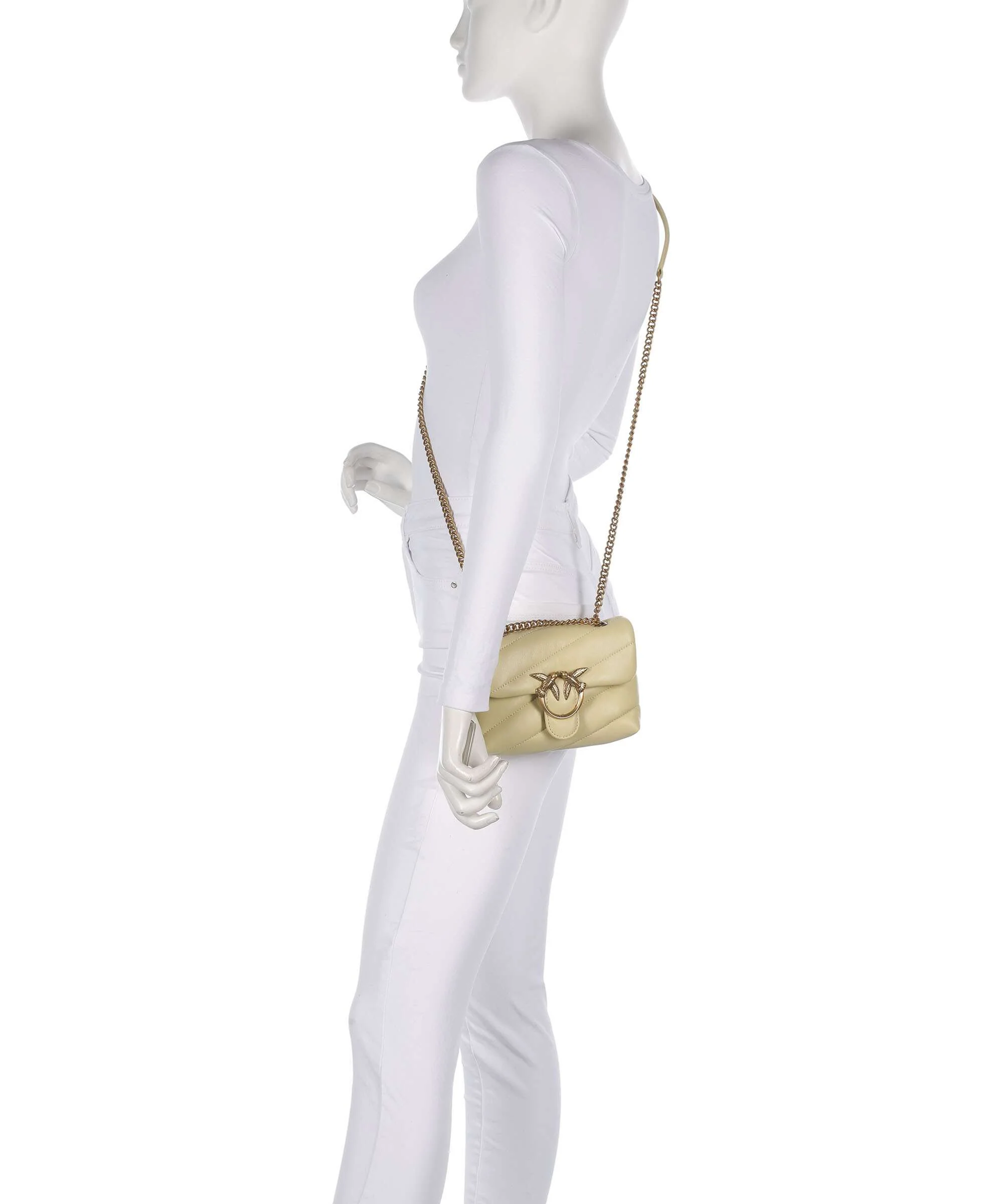 Pinko Love Puff Baby Torba na ramię giallo vaniglia/antique gold - Image 4