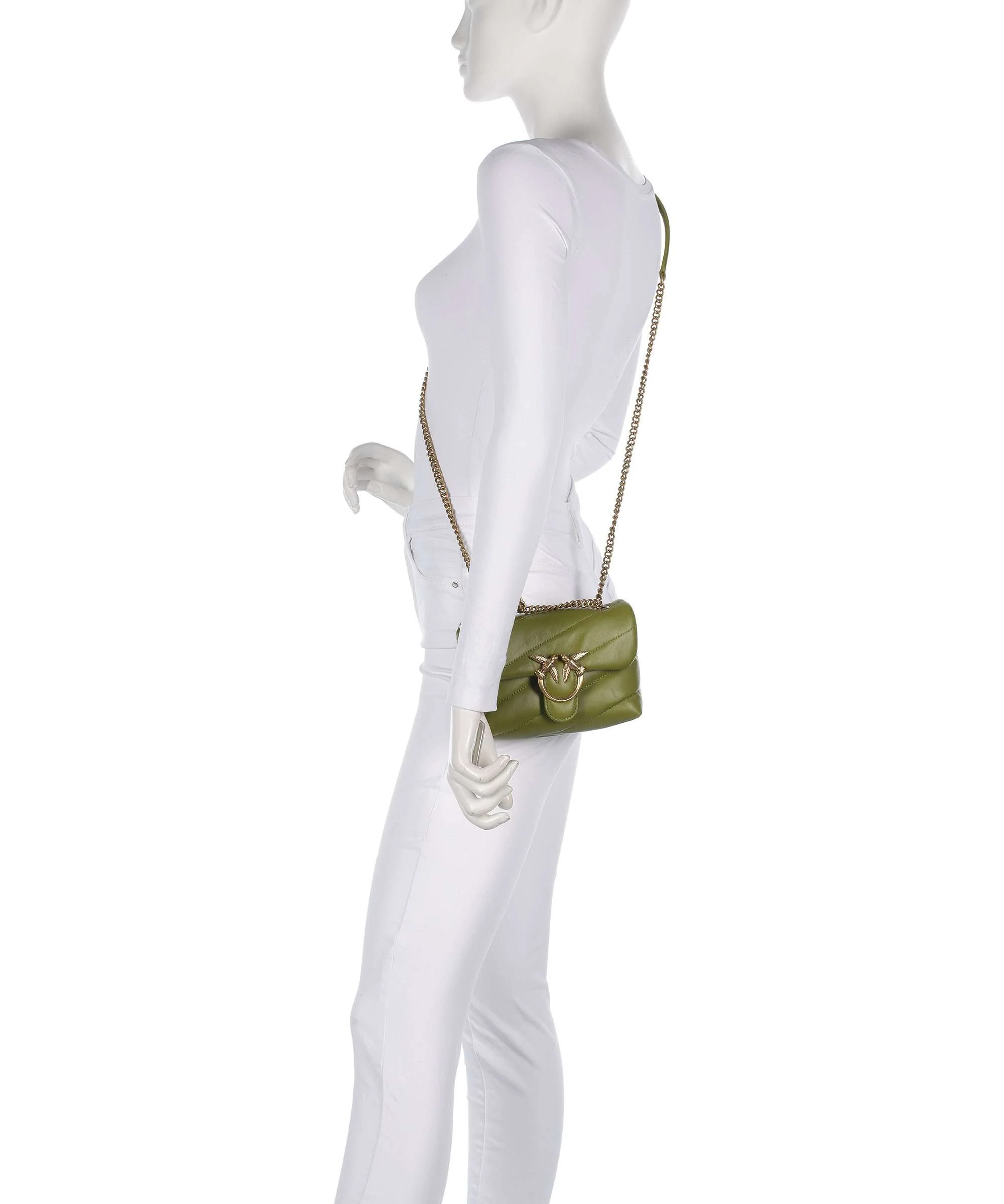 Pinko Love Puff Baby Torba na ramię verde erba/antique gold - Image 4