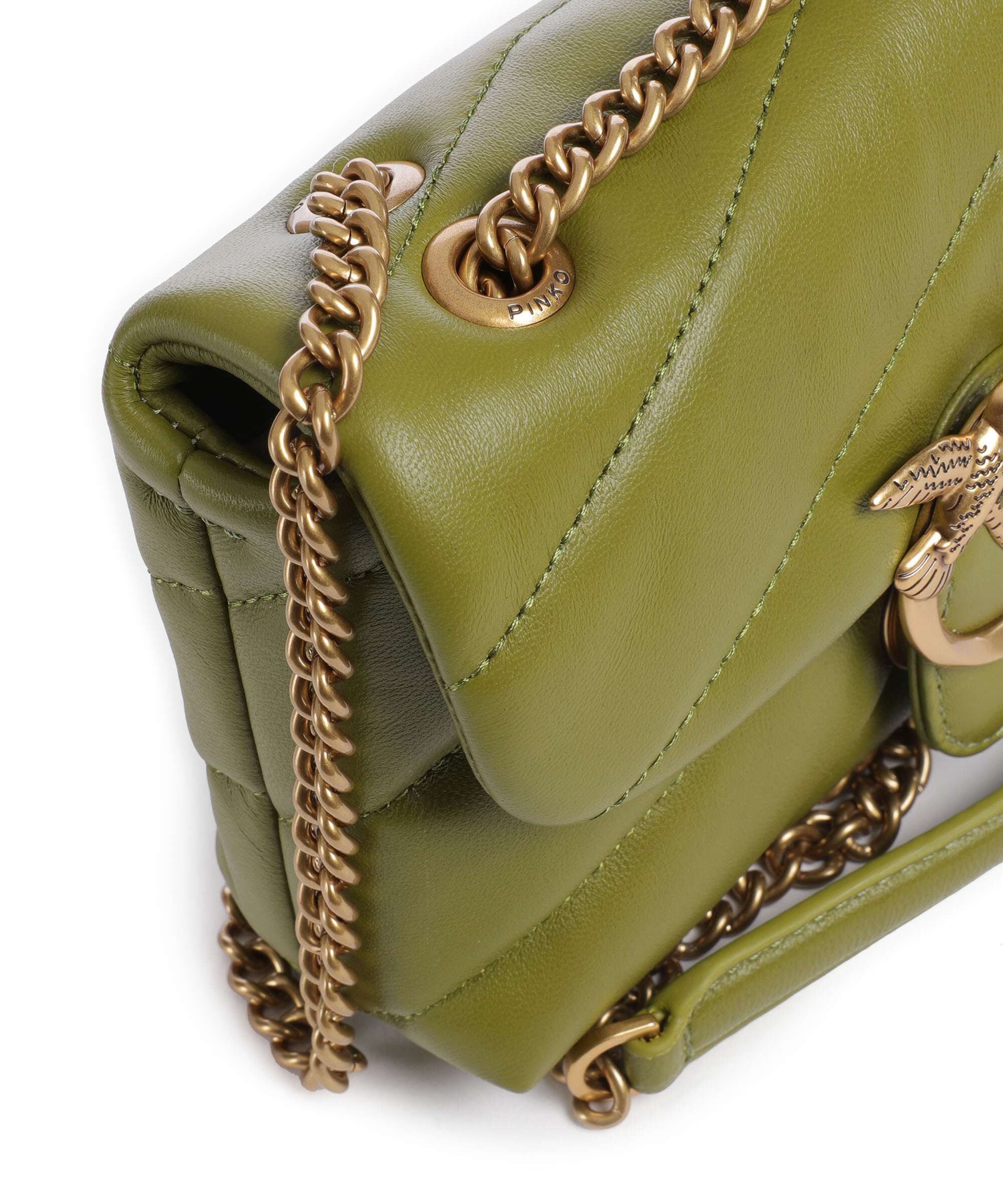 Pinko Love Puff Baby Torba na ramię verde erba/antique gold - Image 5