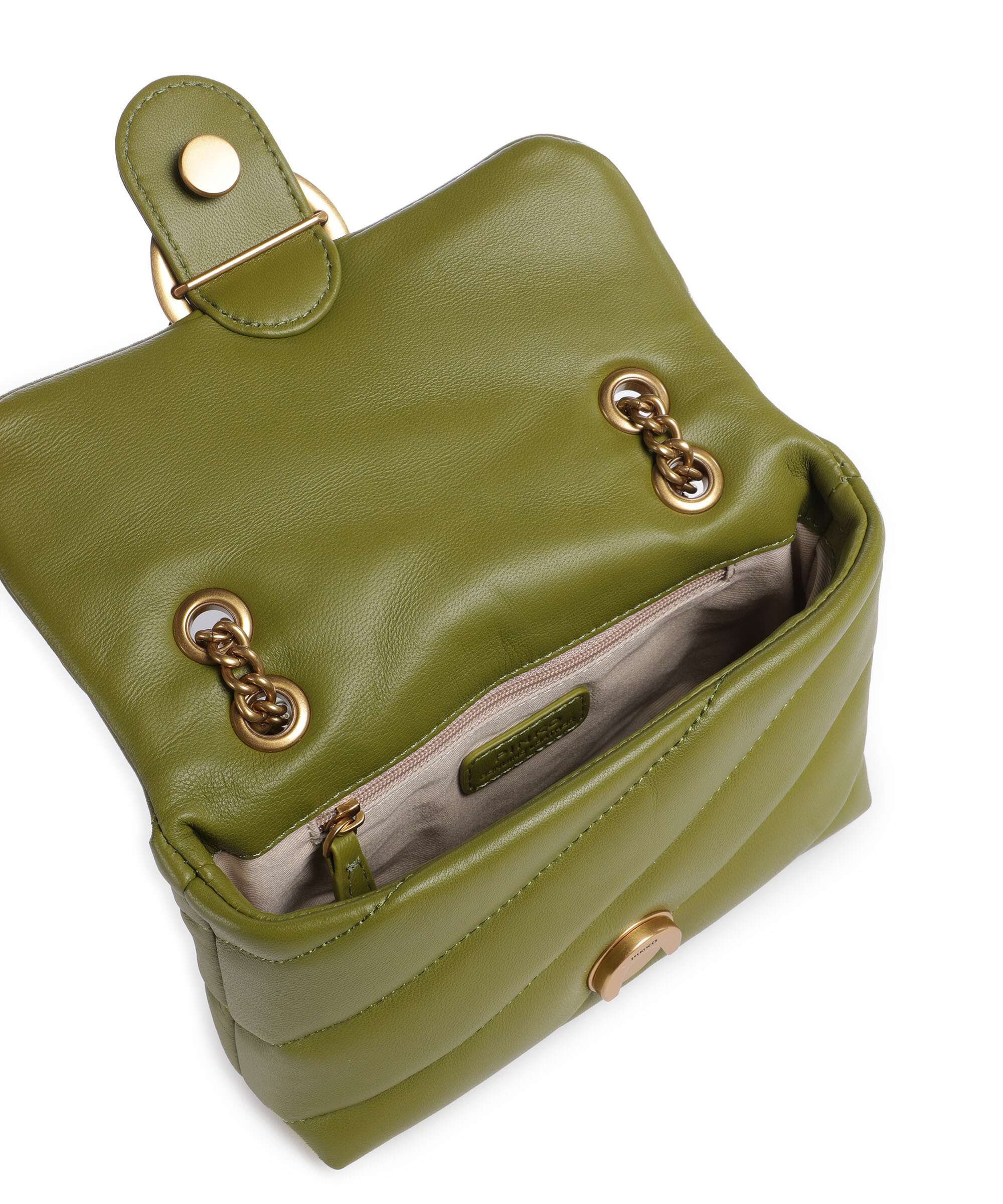 Pinko Love Puff Baby Torba na ramię verde erba/antique gold - Image 7