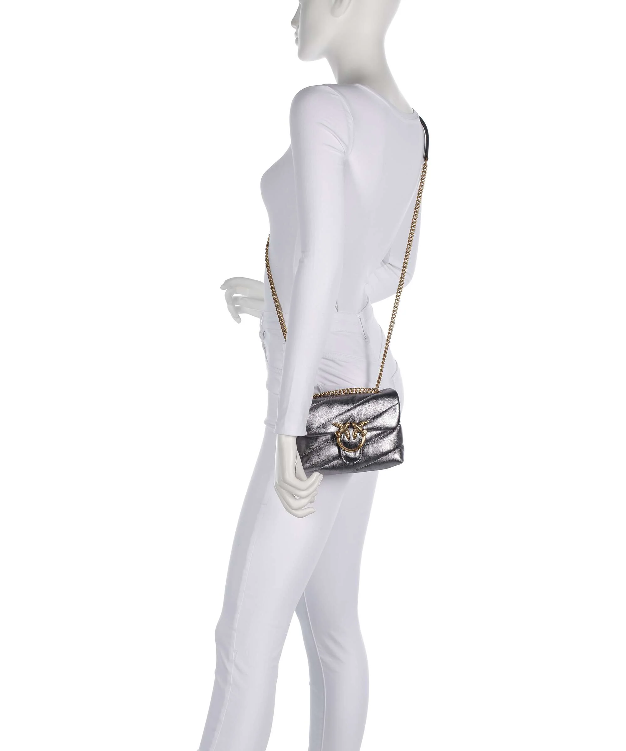 Pinko Love Puff Baby Torba na ramię antracite/antique gold - Image 3