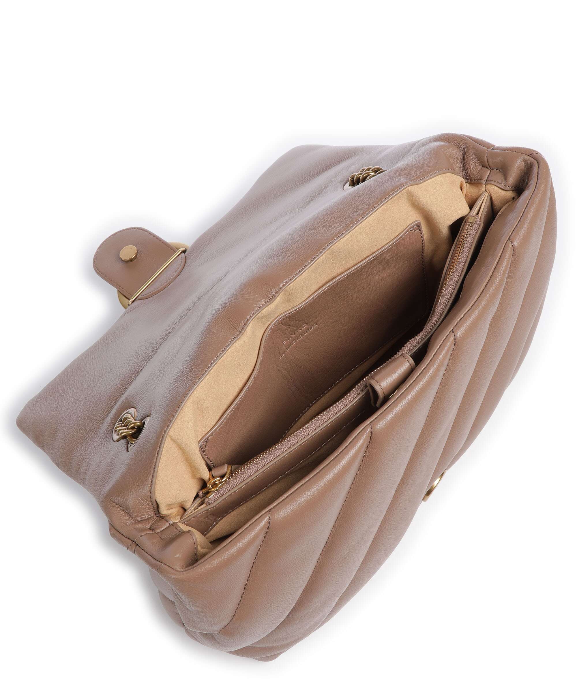Pinko Love Puff Big Torba na ramię biscotto zenzero/antique gold - Image 5