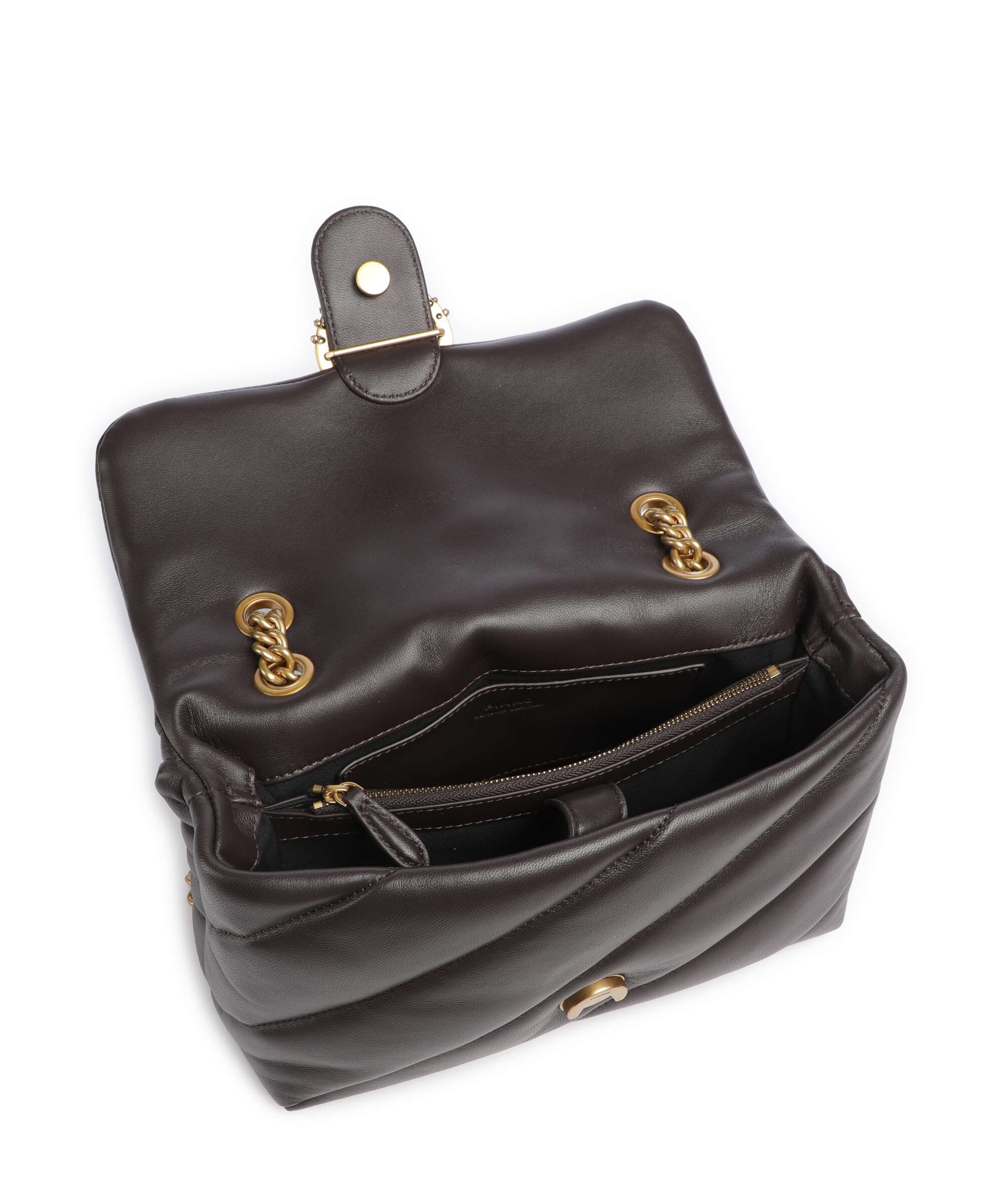 Pinko Love Puff Classic New Buckle Torba na ramię marrone marasca/antique gold - Image 7
