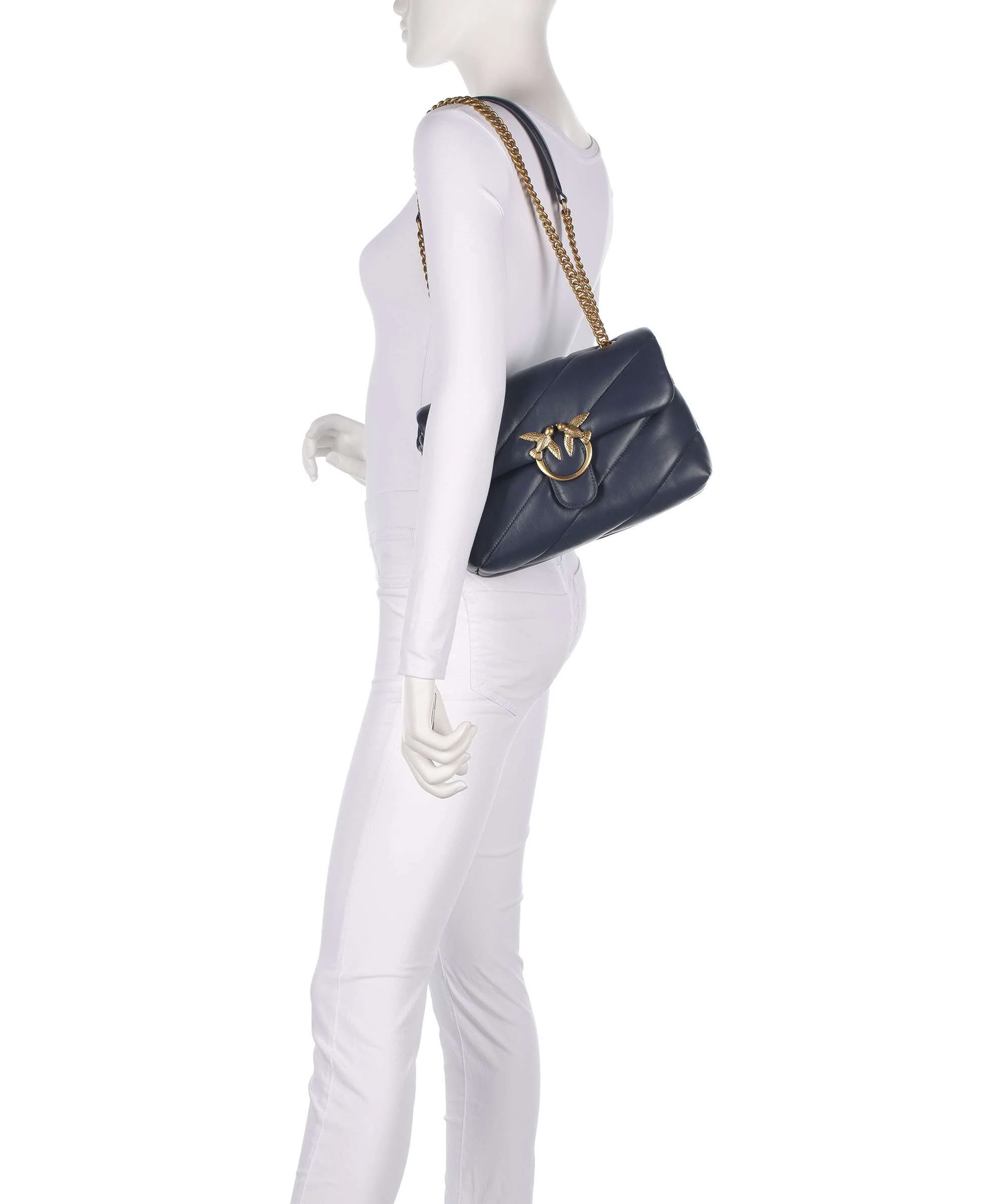Pinko Love Puff Classic Torba na ramię blu indaco ombroso/antique gold - Image 4
