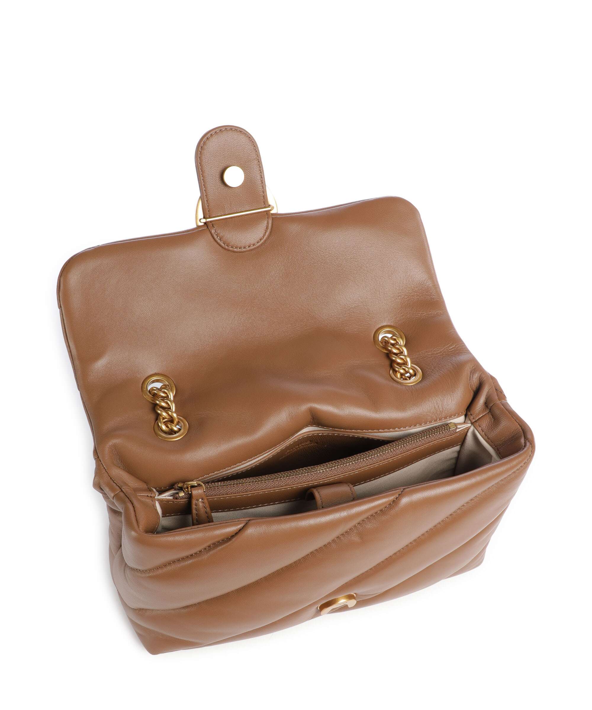 Pinko Love Puff Classic Torba na ramię marrone cognac/antique gold - Image 5