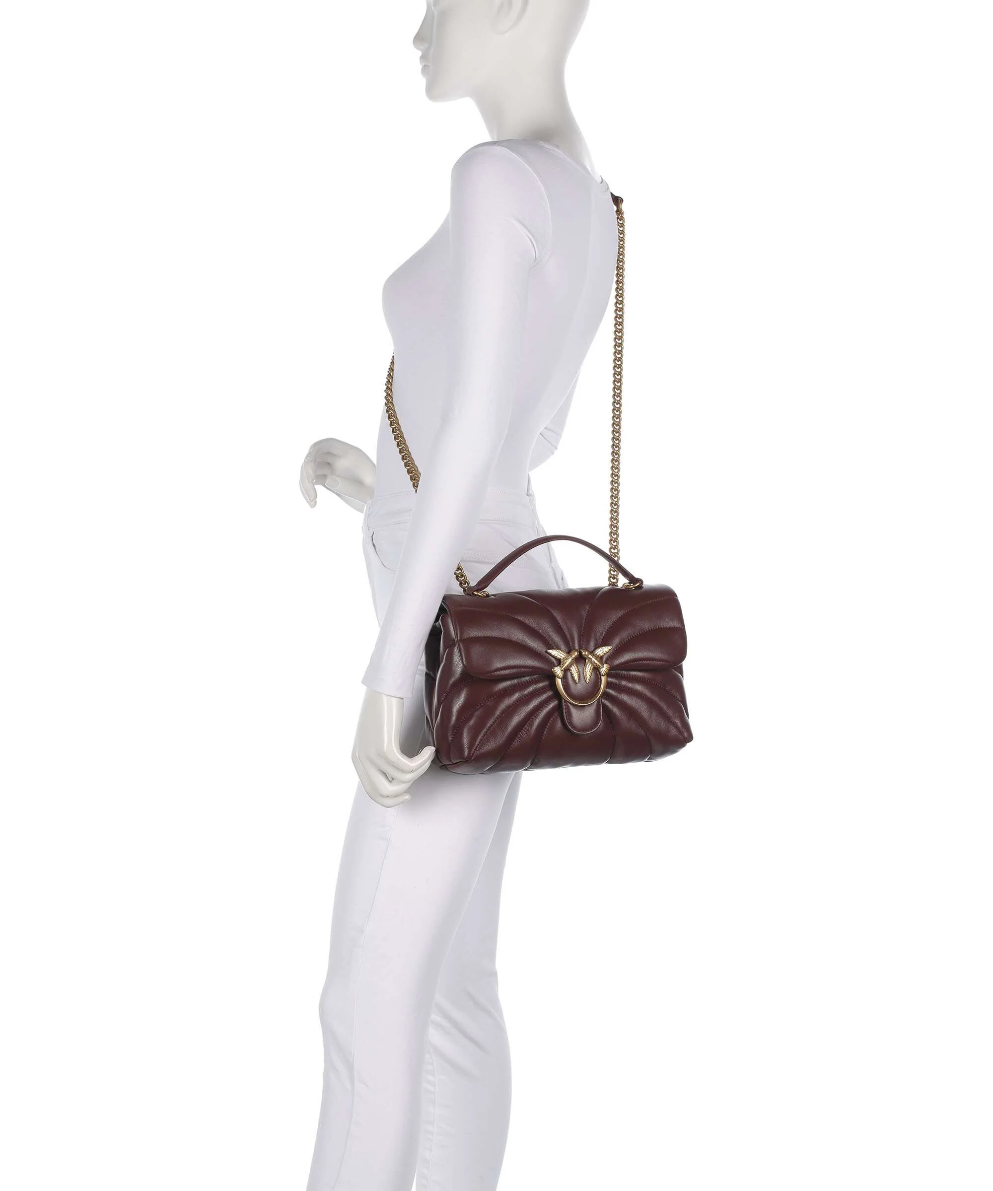 Pinko Love Puff Classic Torba na ramię burgundy wine/antique gold - Image 3