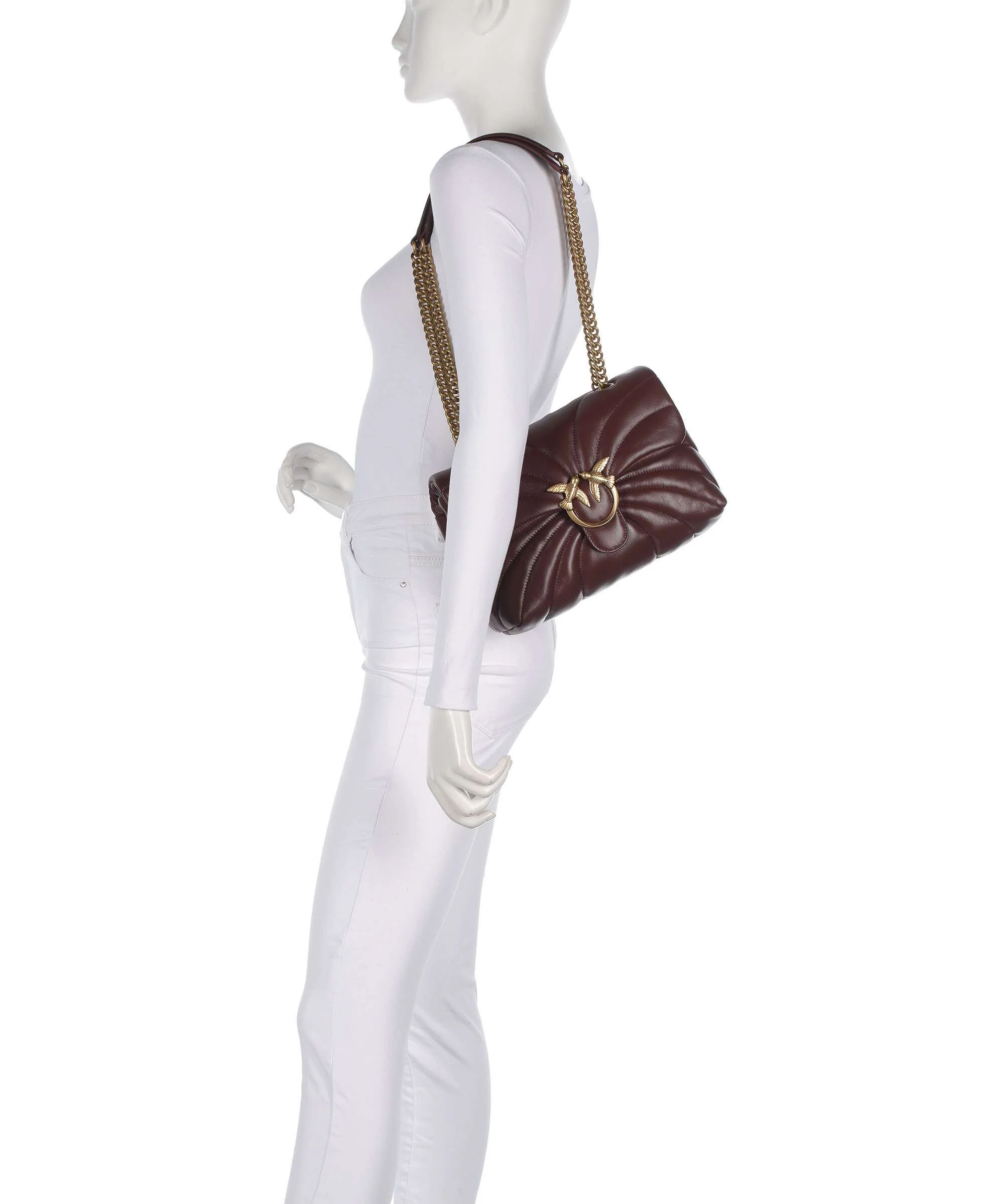 Pinko Love Puff Classic Torba na ramię burgundy wine/antique gold - Image 4