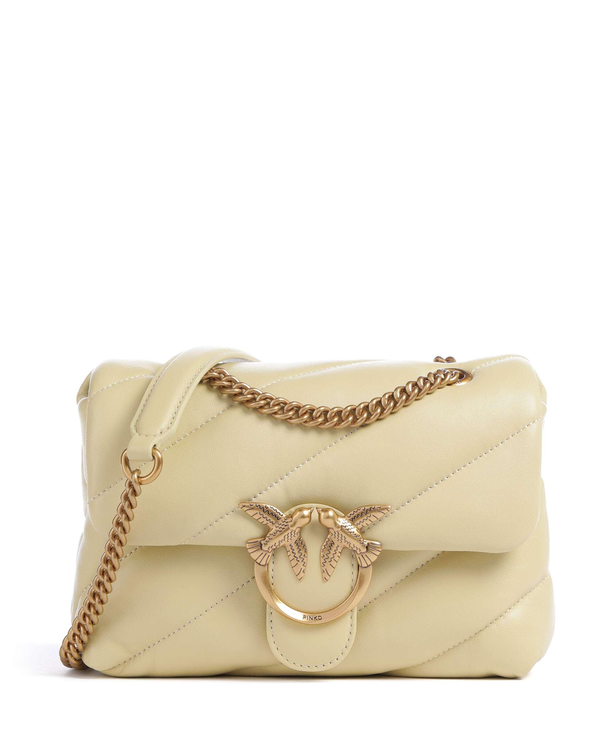 Pinko Love Puff Mini Torba na ramię giallo vaniglia/antique gold