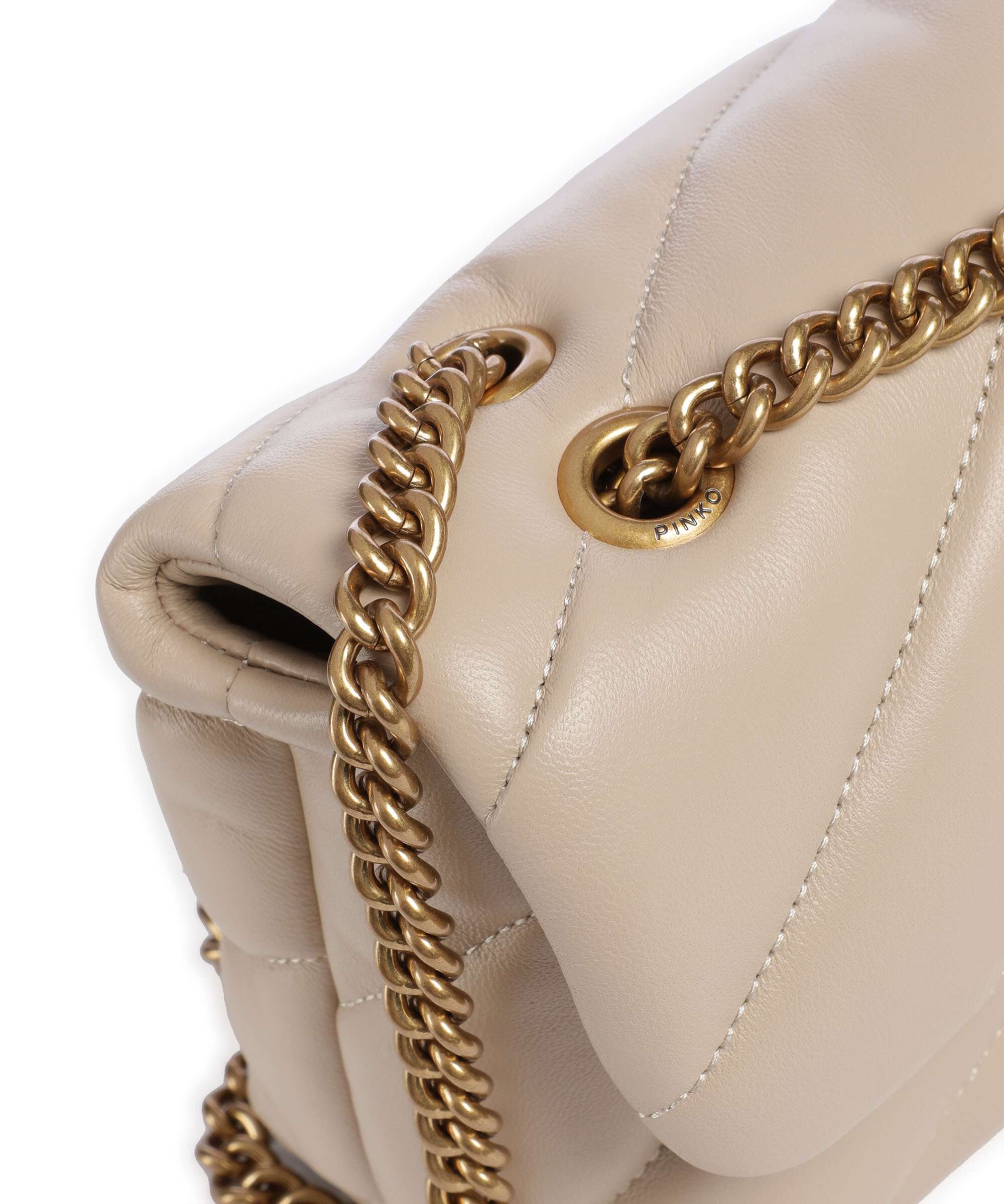 Pinko Love Puff Mini Torba na ramię beige/grigio fumo/antique gold - Image 5