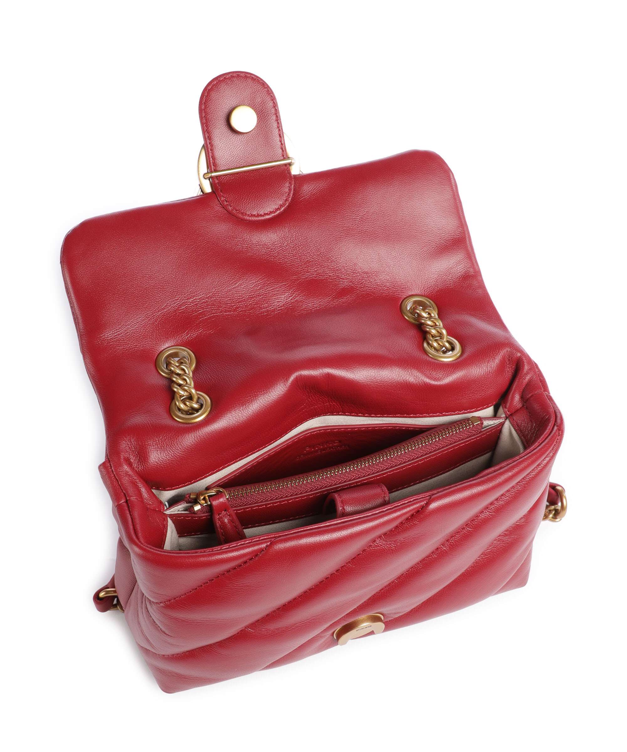 Pinko Love Puff Mini Torba na ramię rosso scuro/antique gold - Image 7