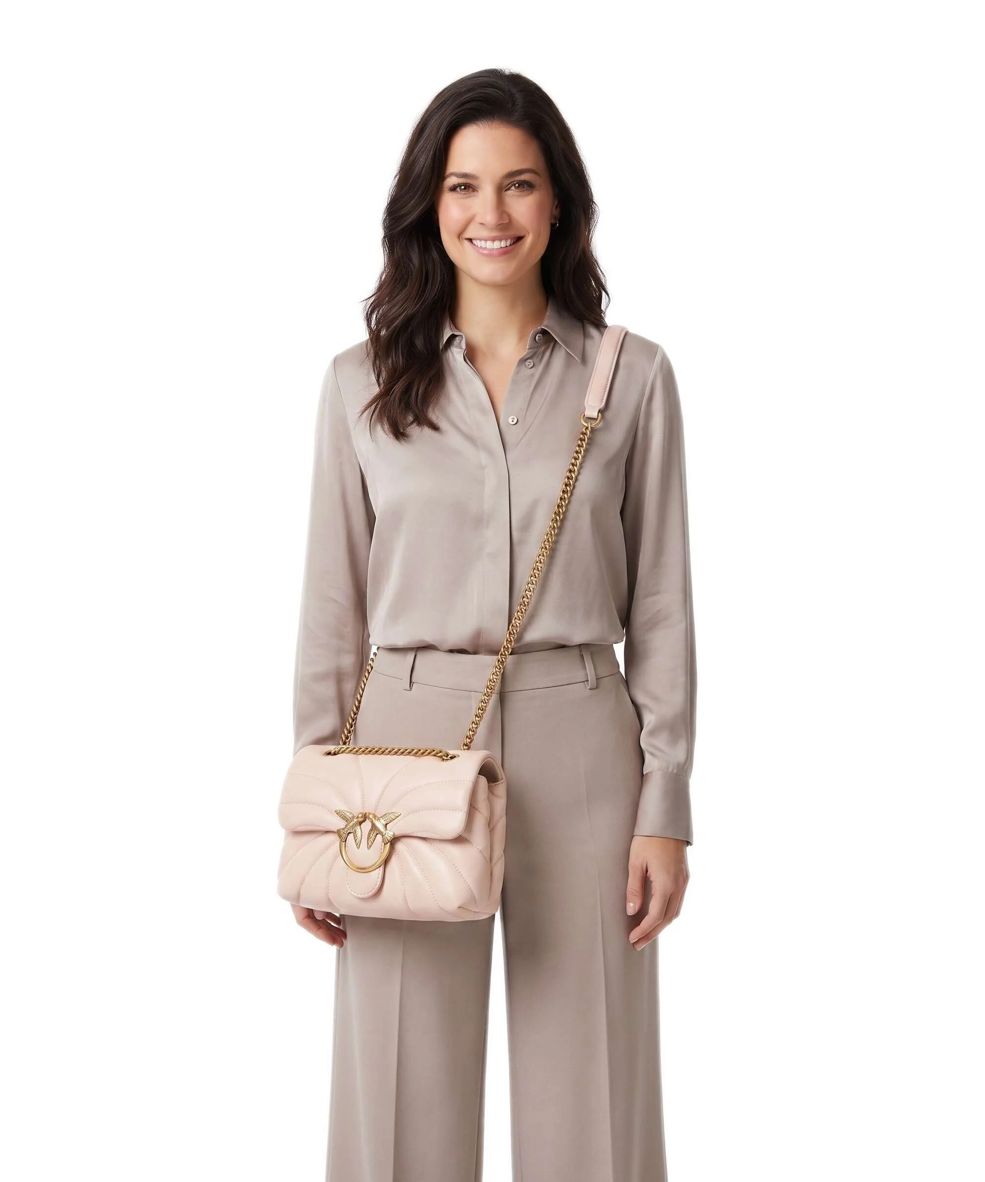 Pinko Love Puff Mini Torba na ramię rosa cammeo/antique gold - Image 3