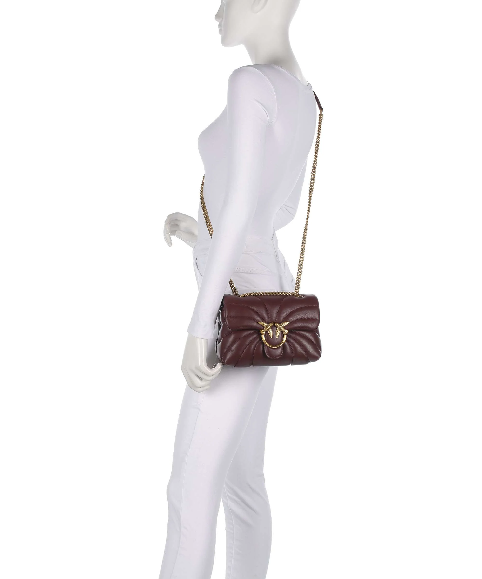 Pinko Love Puff Mini Torba na ramię burgundy wine/antique gold - Image 3