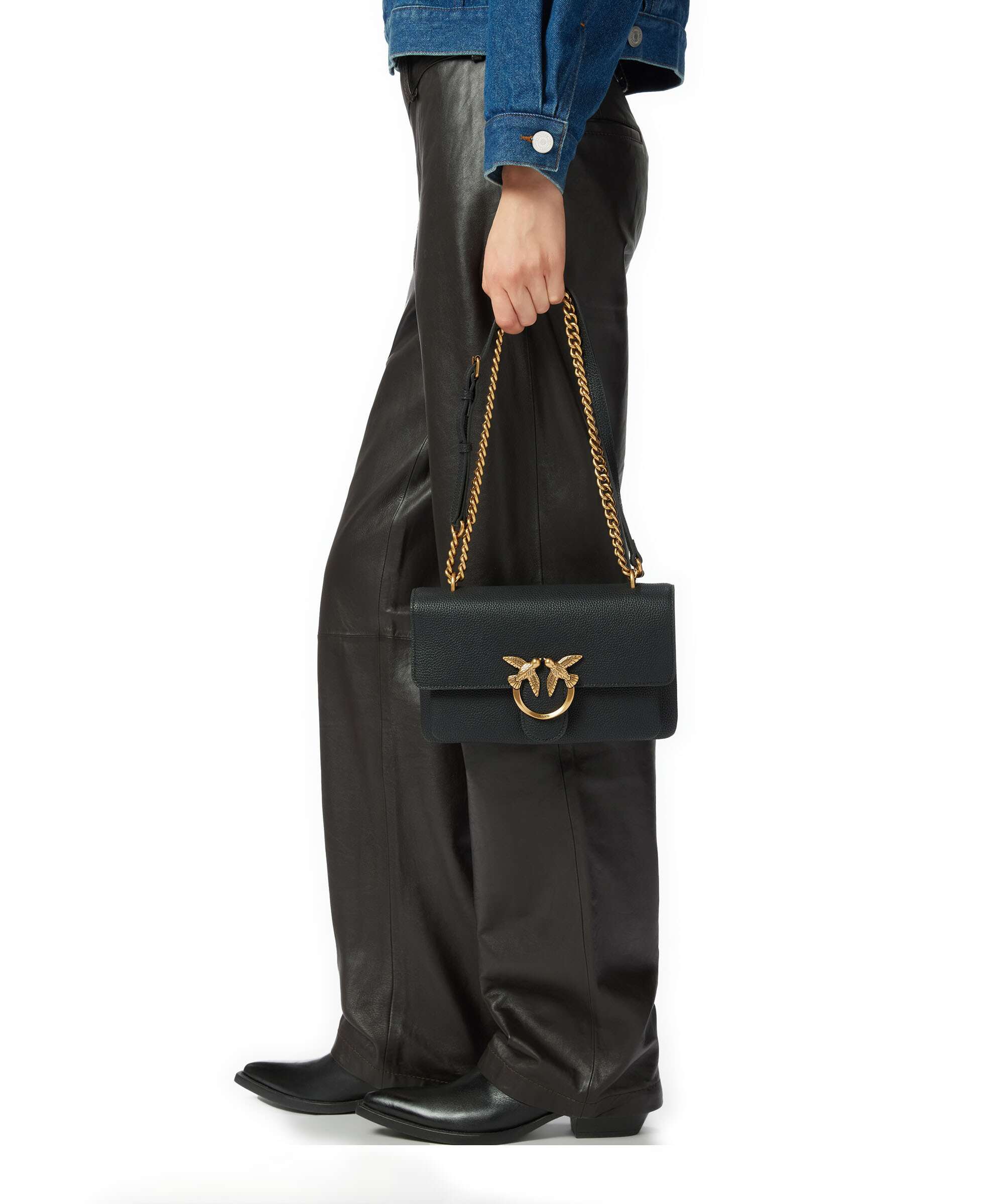 Pinko Love Soft Mini Torba na ramię nero/antique gold - Image 4