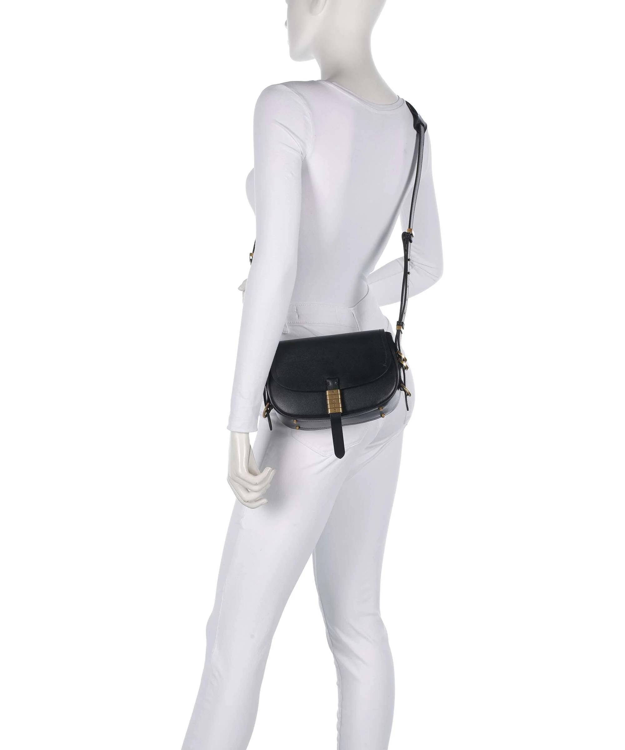 Pinko Saddle Mini Torba przez ramię nero/antique gold - Image 3