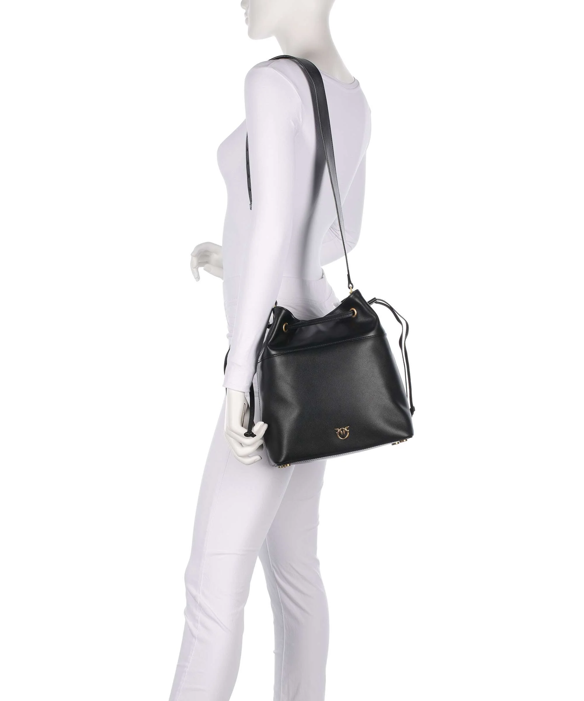 Pinko Secchiello Classic Torebka worek nero/antique gold - Image 3