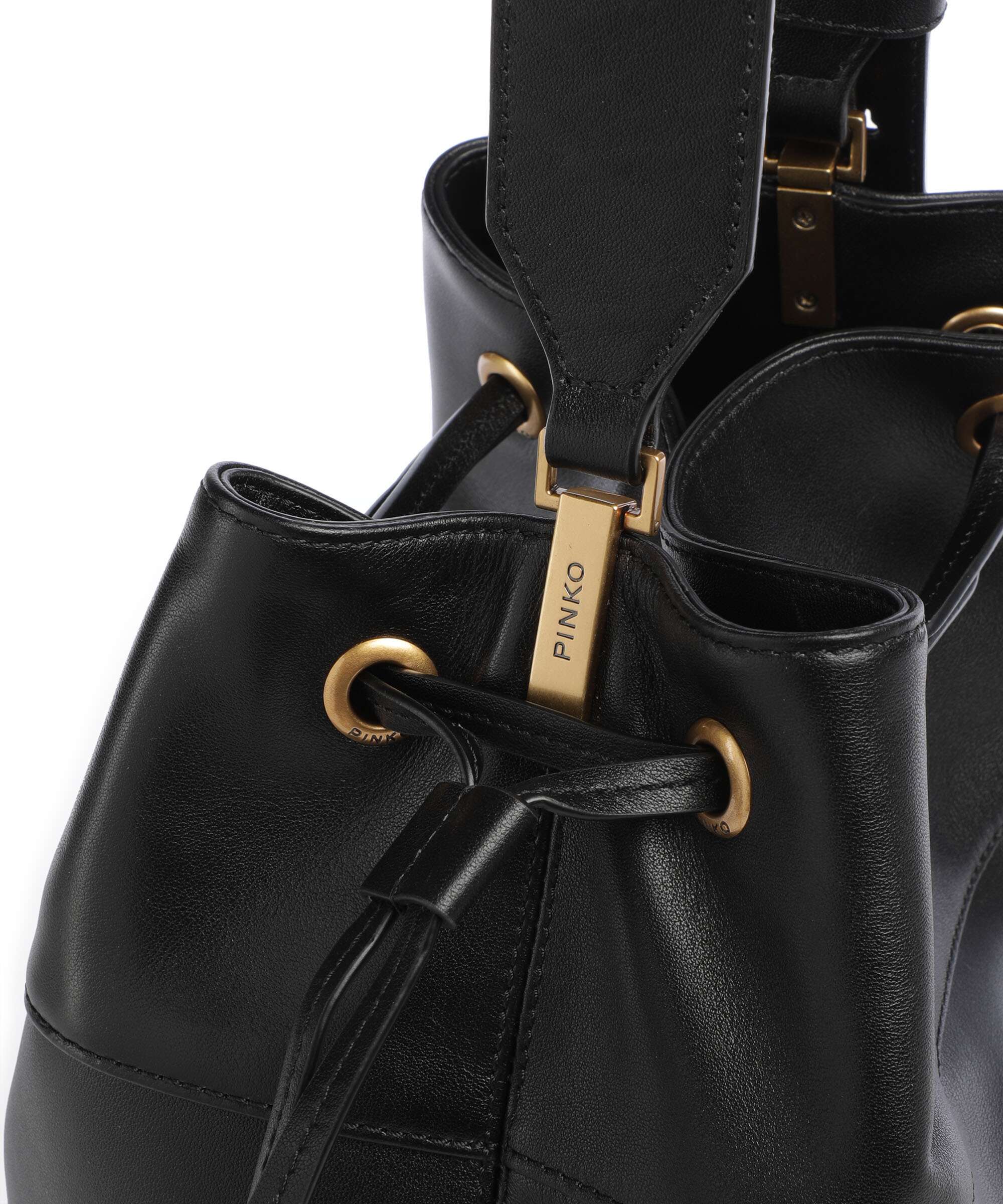 Pinko Secchiello Classic Torebka worek nero/antique gold - Image 4