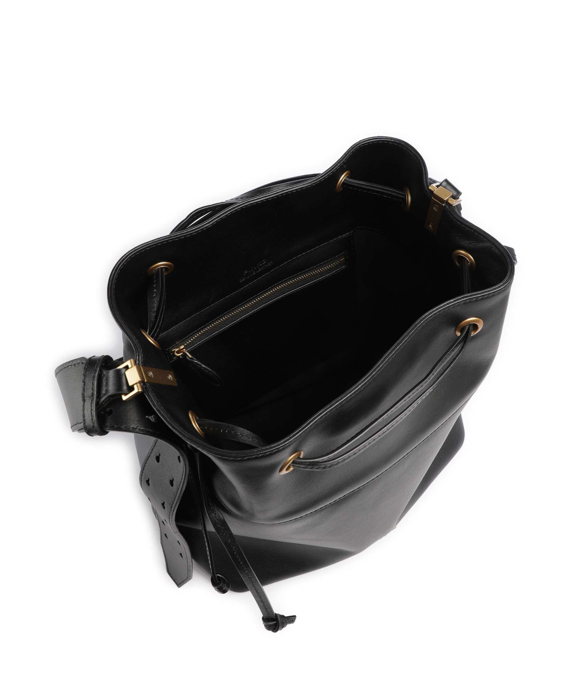 Pinko Secchiello Classic Torebka worek nero/antique gold - Image 6