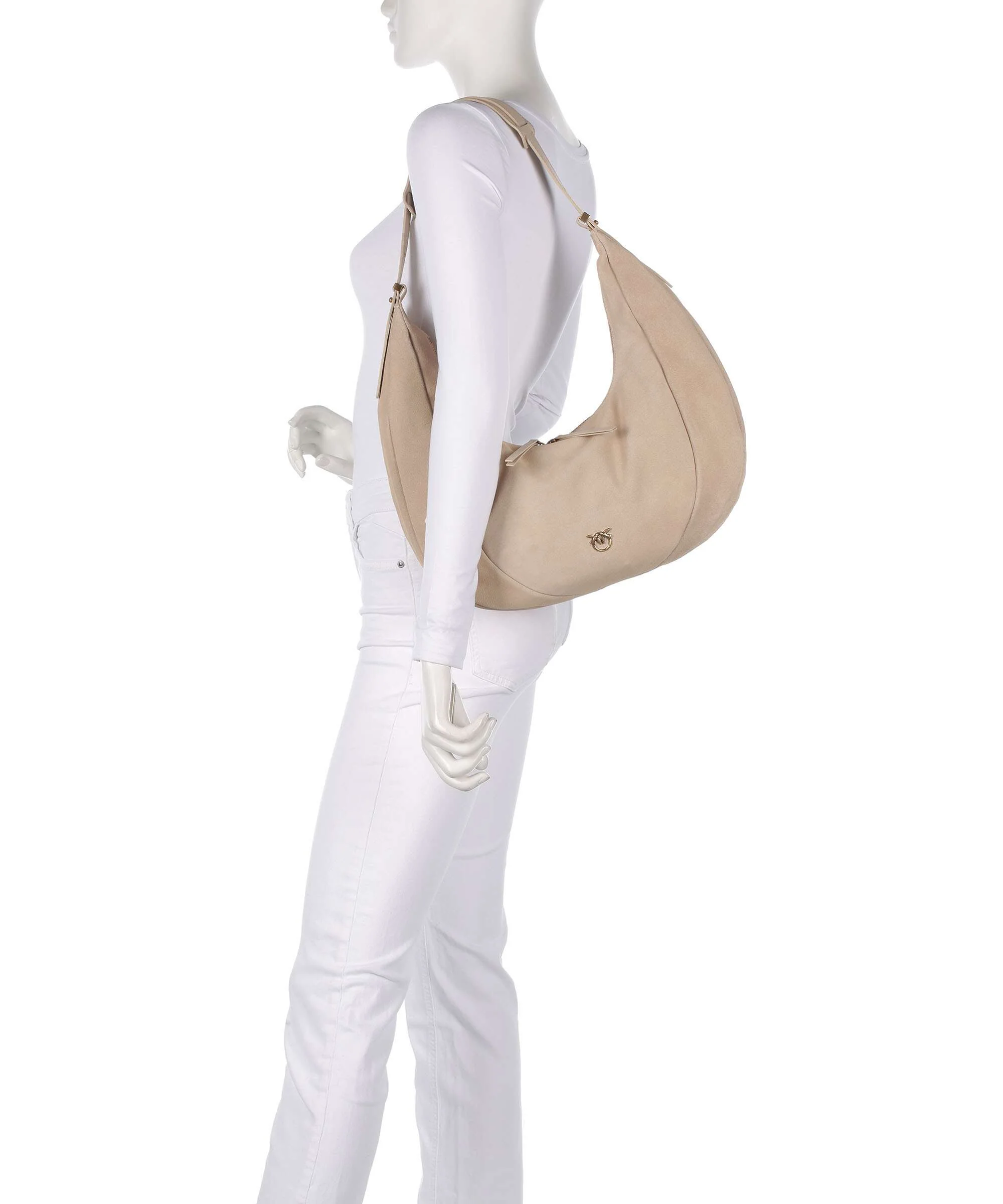 Pinko Slouchy Big Torebka worek beige/grigio fumo/antique gold - Image 3