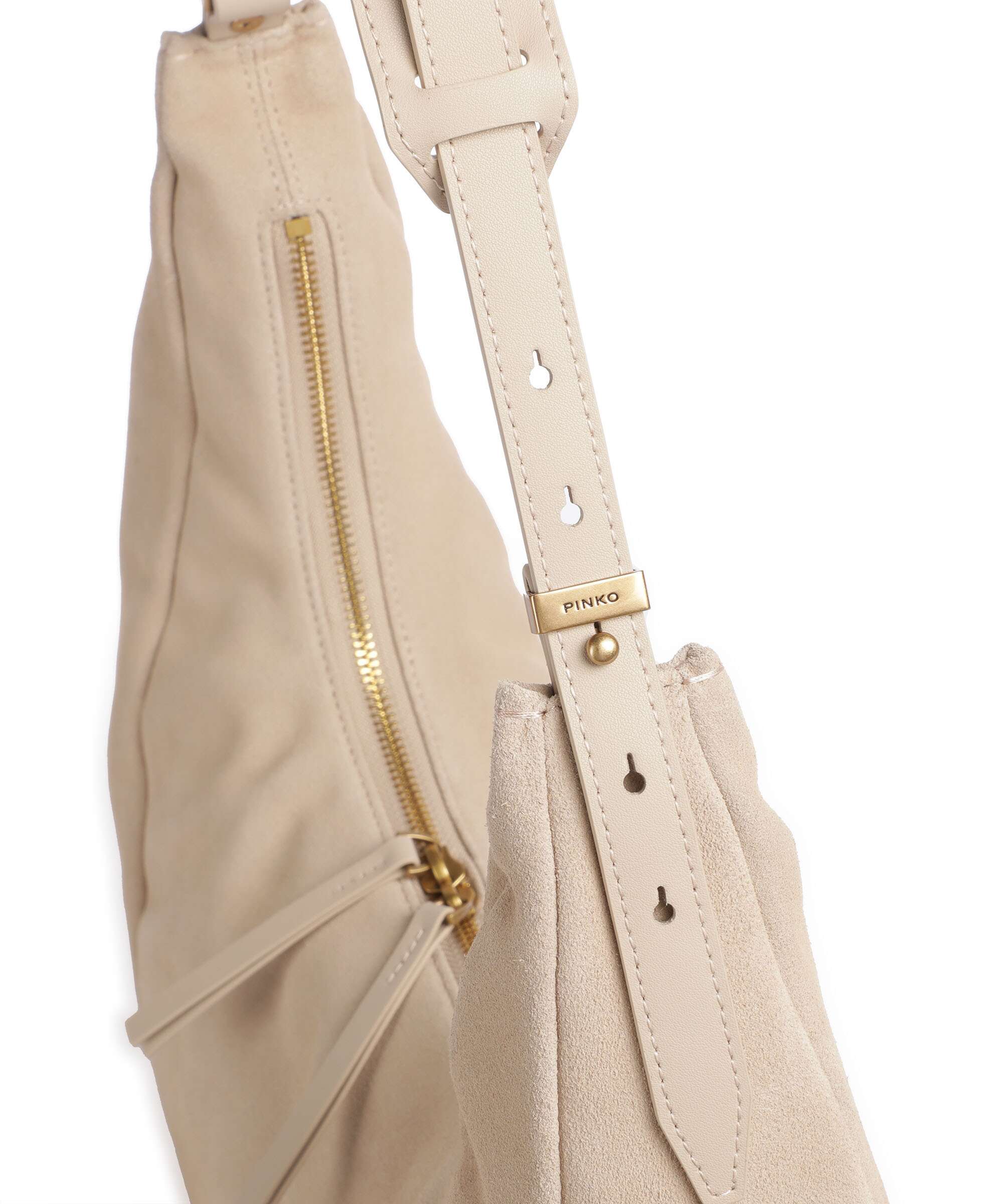 Pinko Slouchy Big Torebka worek beige/grigio fumo/antique gold - Image 4