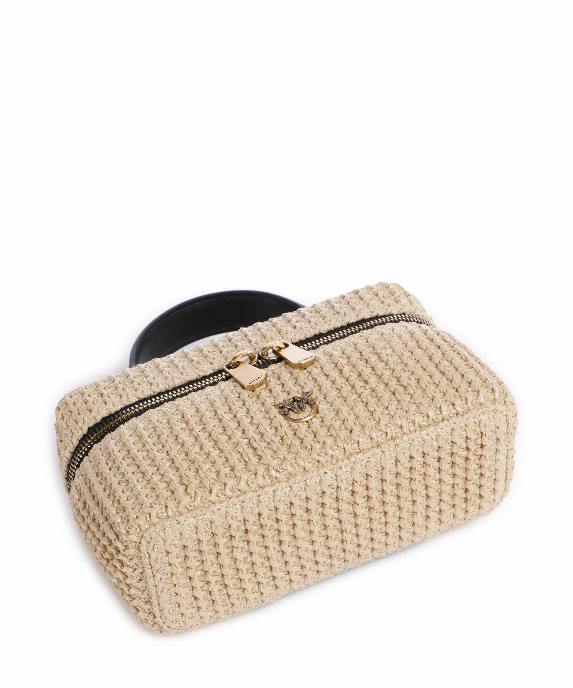 Pinko Vanity Soft Mini Torba przez ramię rafia/nero/antique gold - Image 5
