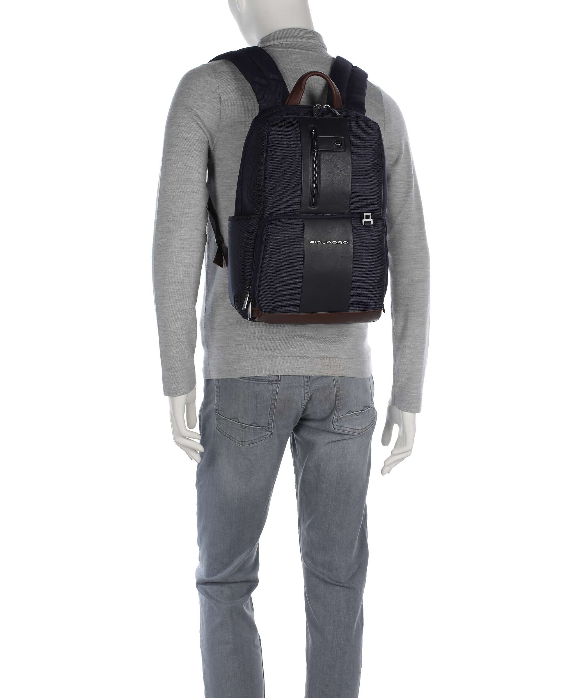 Piquadro Brief 2 LED Plecak na laptopa blue/cognac - Image 3