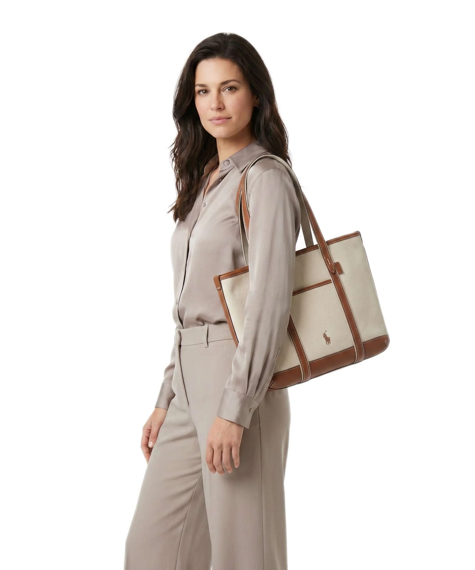 Polo Ralph Lauren Canvas Small Torba na zakupy ecru/cuoio - Image 3