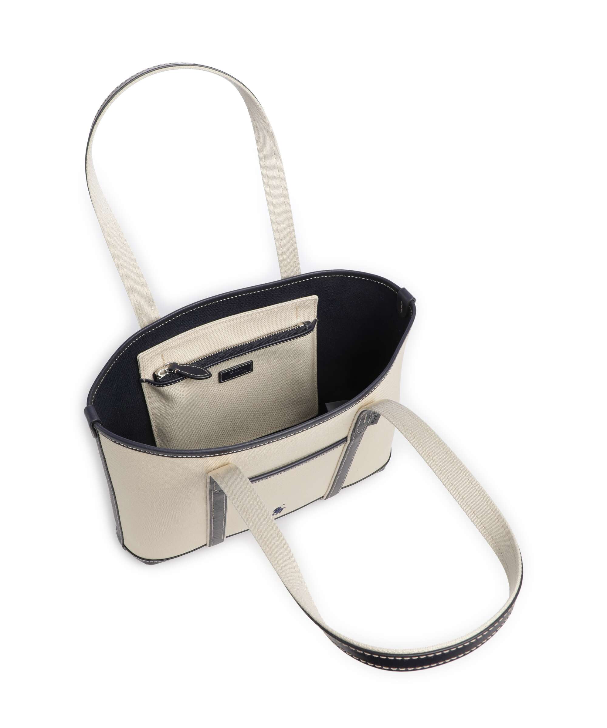 Polo Ralph Lauren Canvas Small Torba na zakupy ecru/navy - Image 5