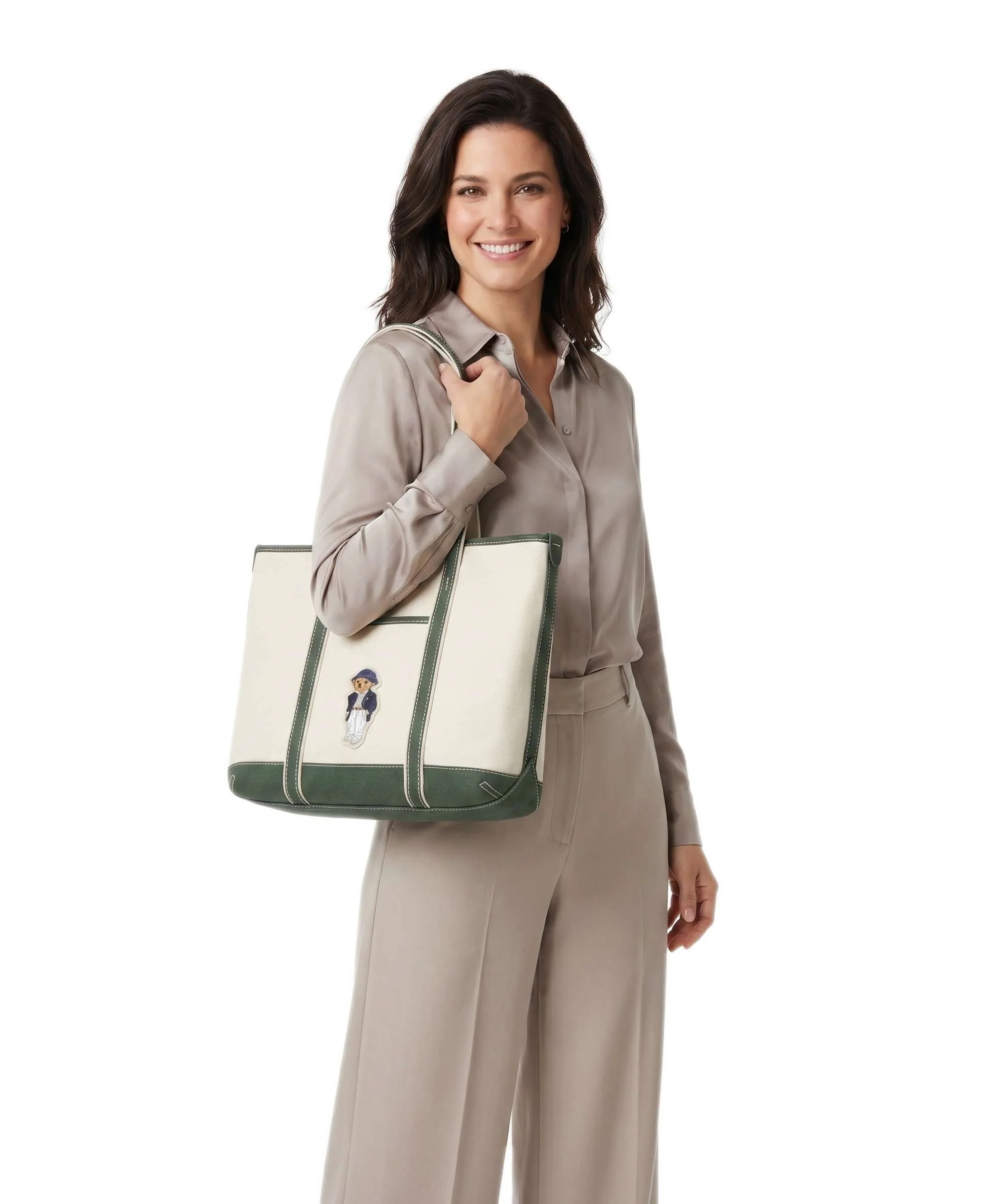 Polo Ralph Lauren Canvas Small Torba na zakupy ecru/juniper - Image 3