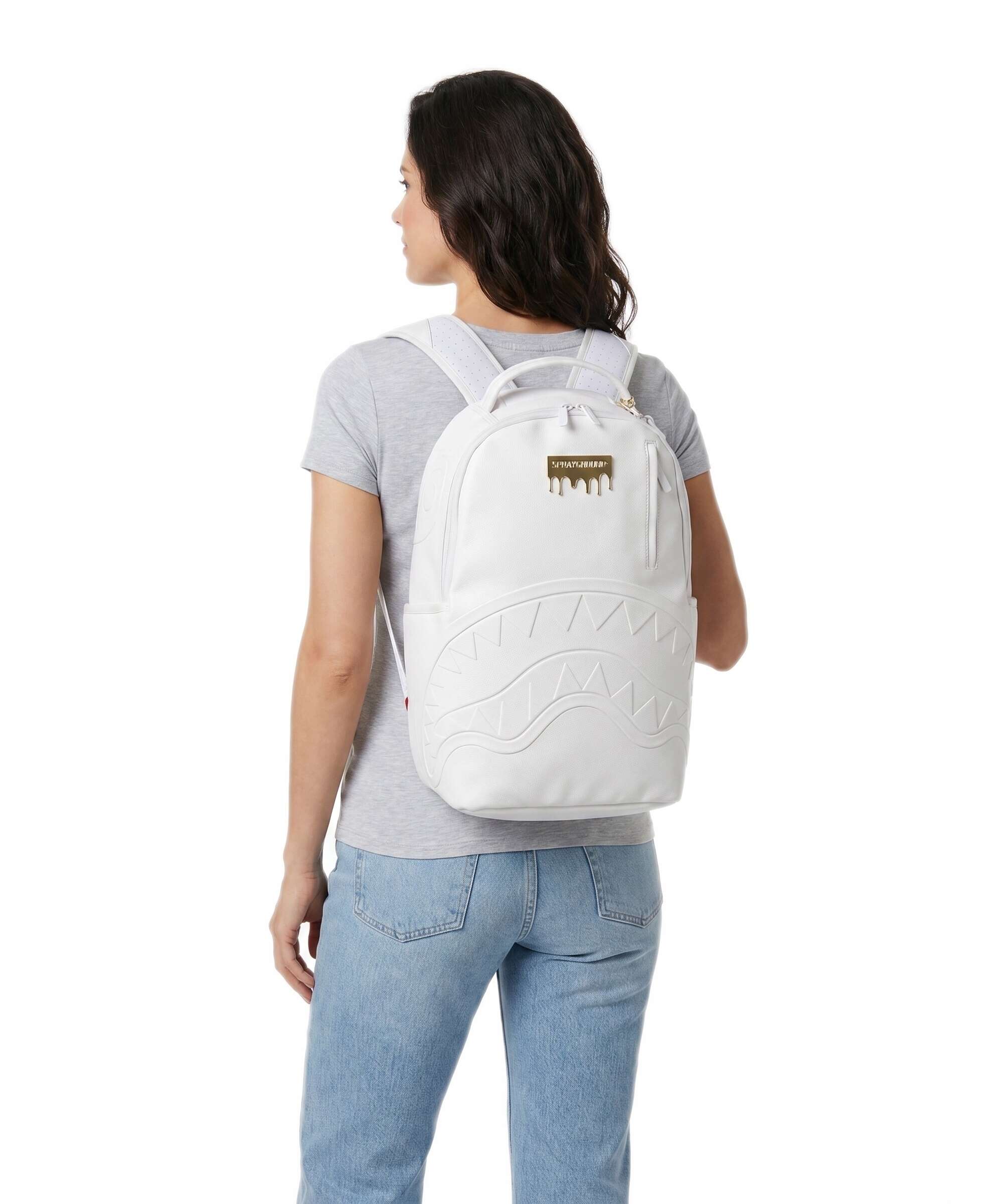Sprayground Gold Brick Luxe White Plecak white - Image 3