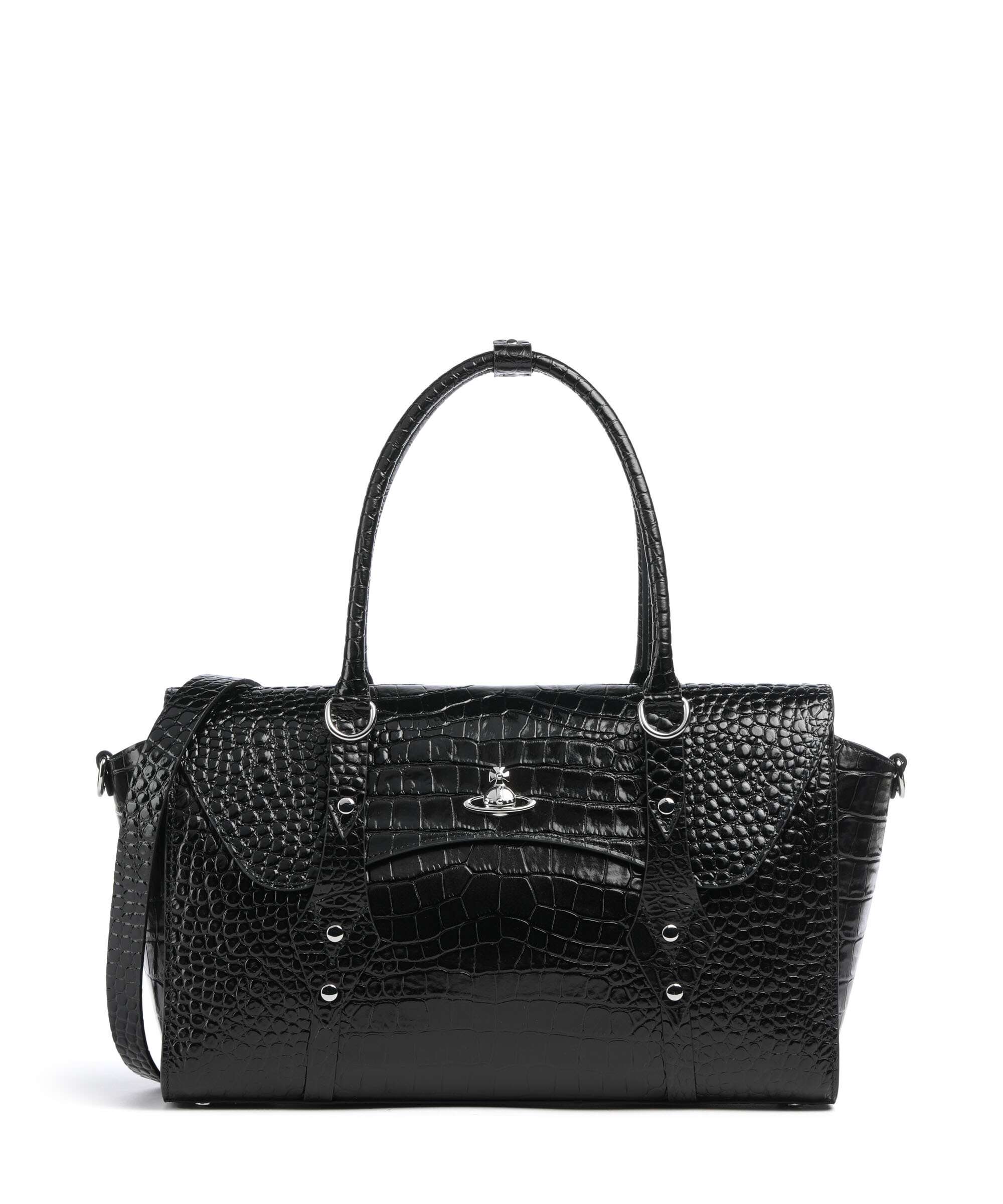 Vivienne Westwood Bettina Embossed Croc Medium Torba na zakupy black