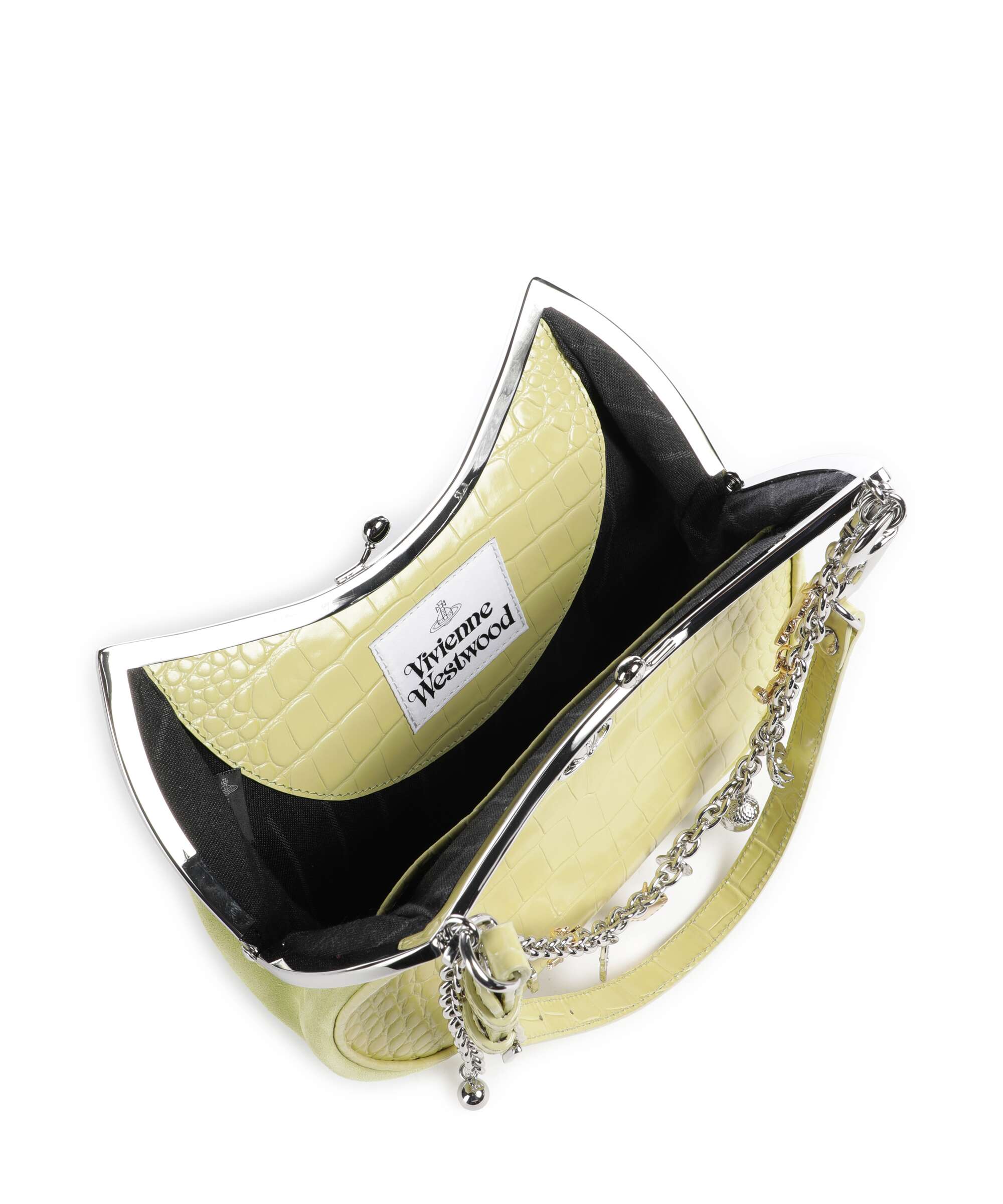 Vivienne Westwood Charm Frame Embossed Croc Torba na ramię lime green - Image 5