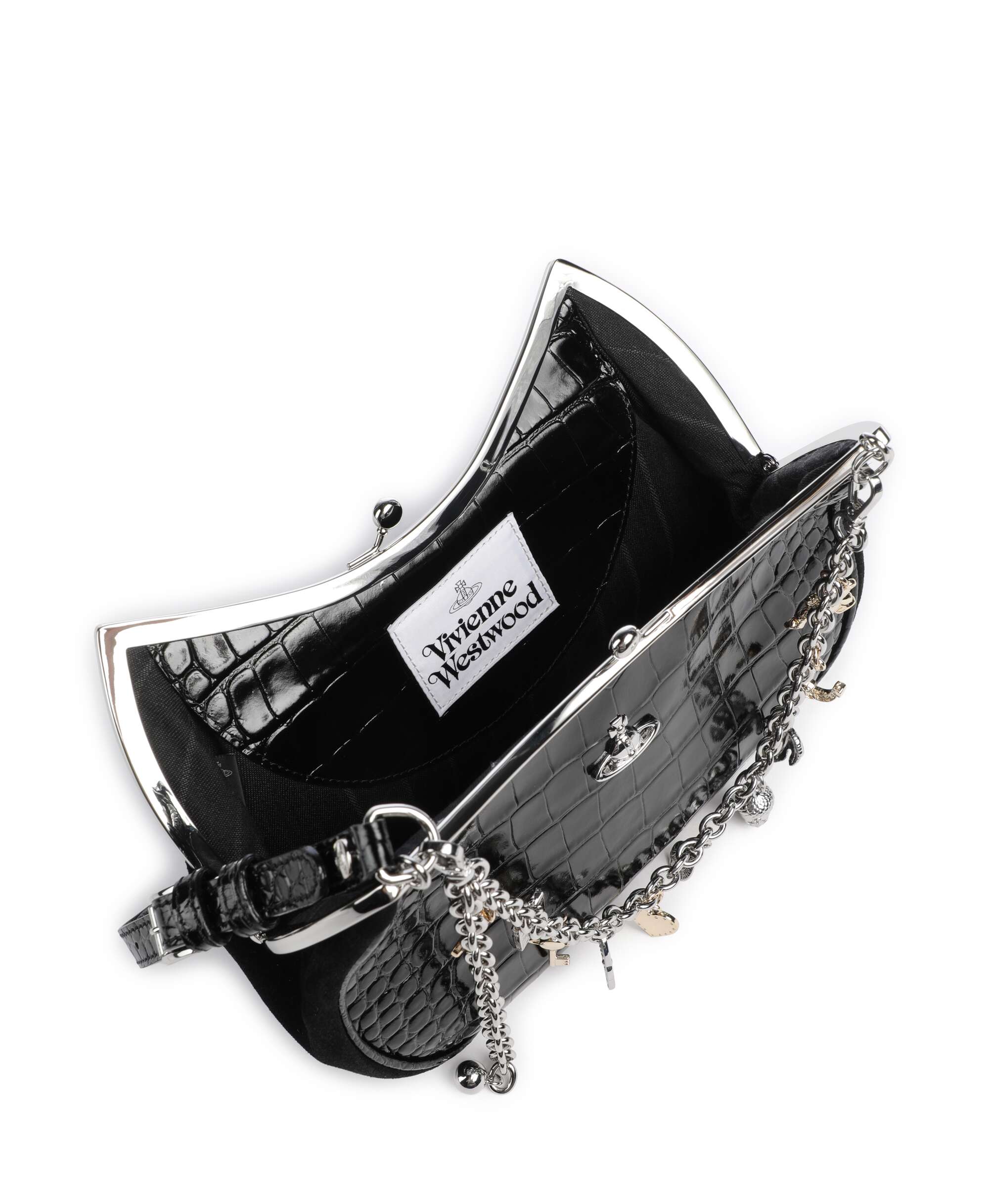 Vivienne Westwood Charm Frame Embossed Croc Torba na ramię black - Image 5