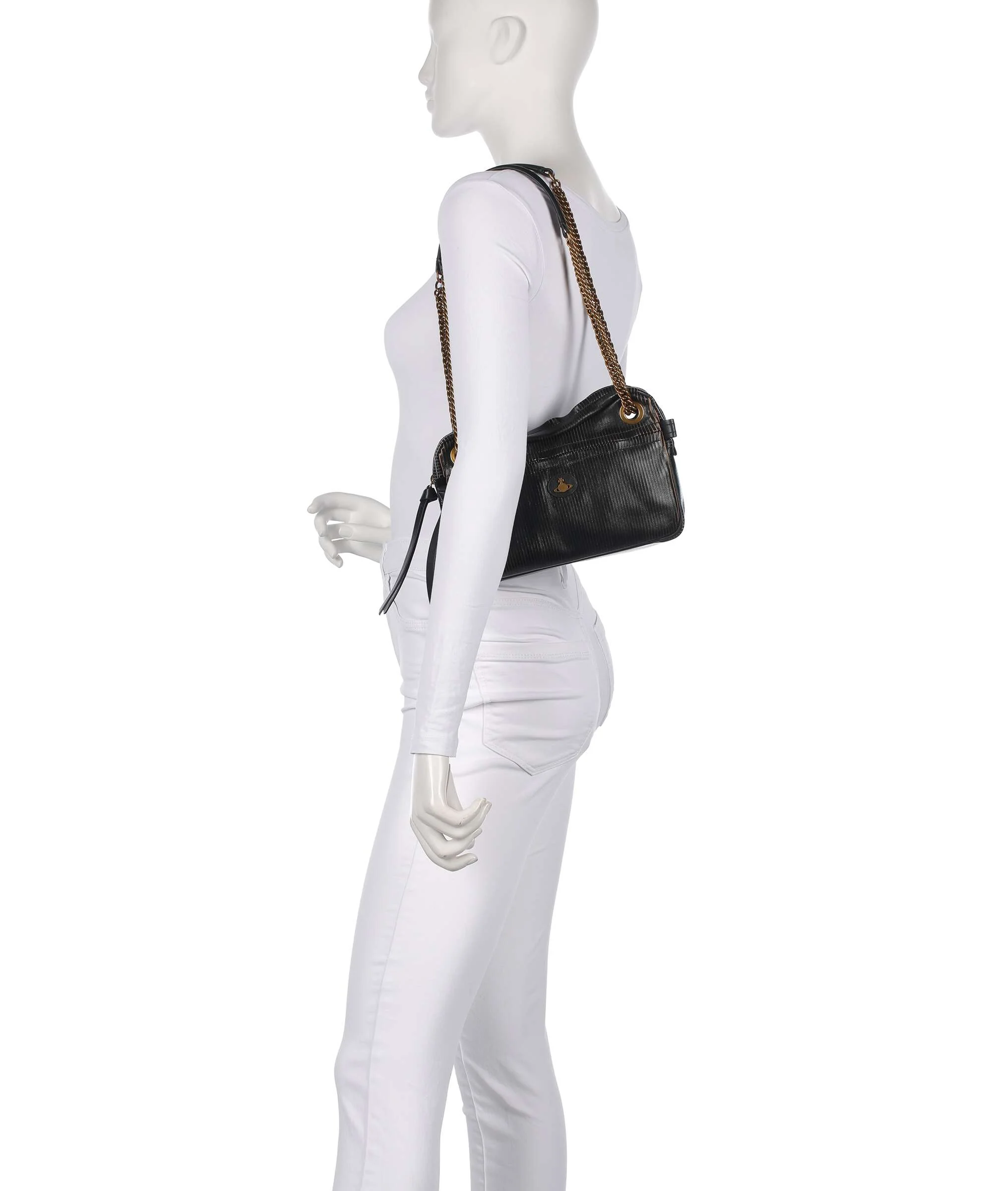 Vivienne Westwood Dolce Laser Line Medium Torba na ramię black/beige - Image 3
