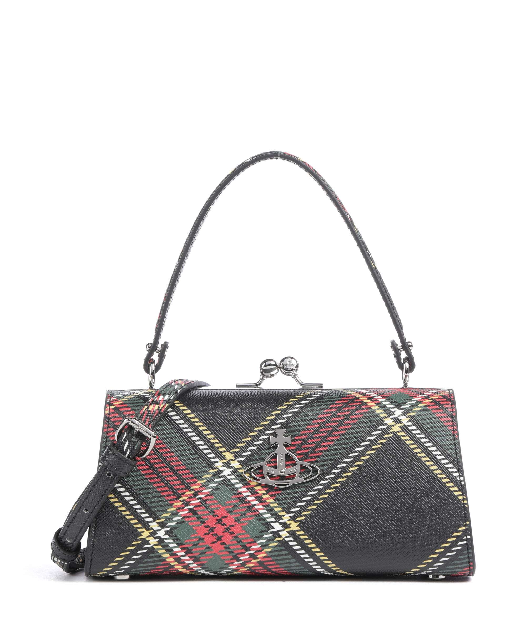 Vivienne Westwood Doll Frame Saffiano Printed XL Torebka chelsea tartan