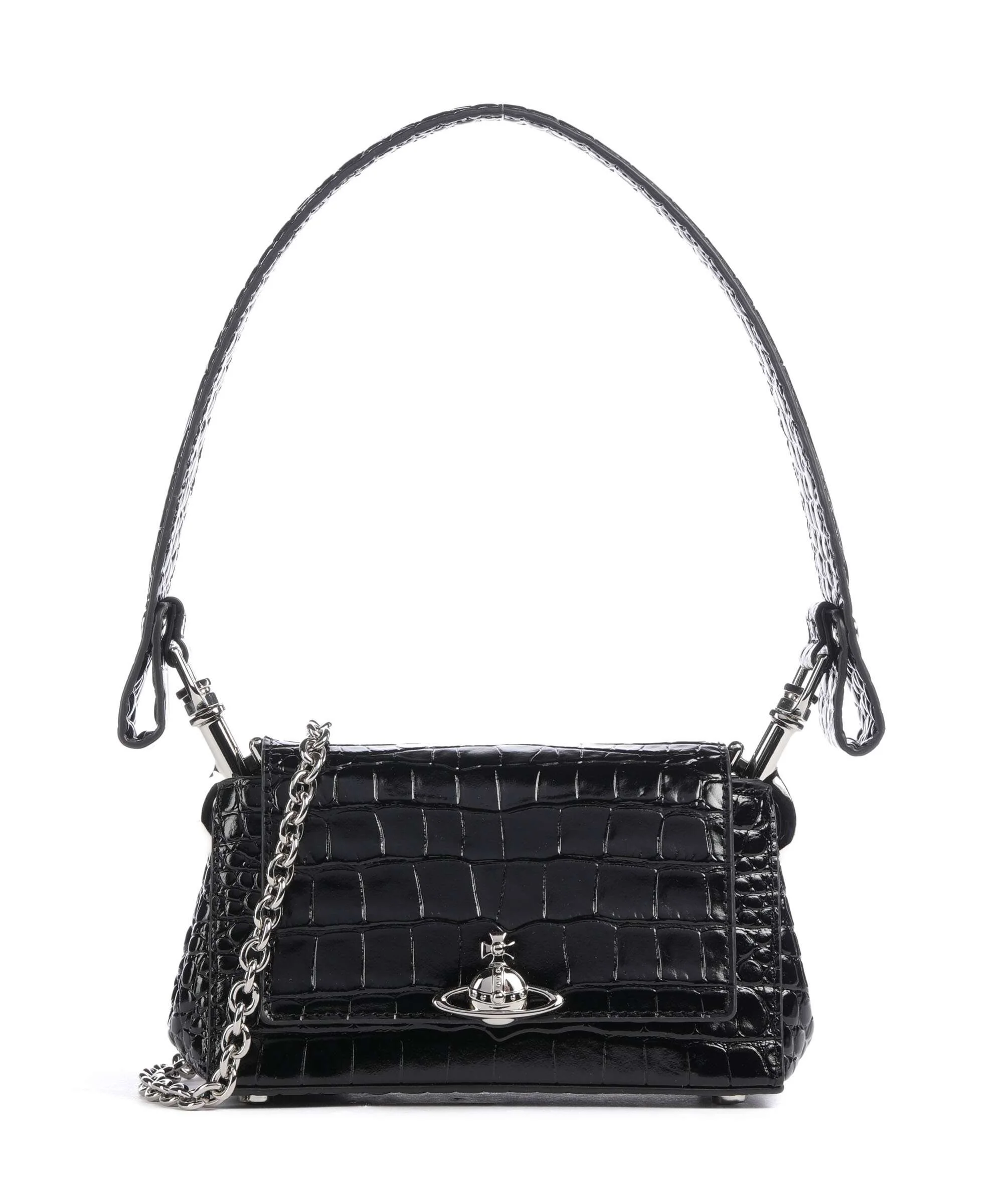 Vivienne Westwood Hazel Embossed Croc Small Torba na ramię black