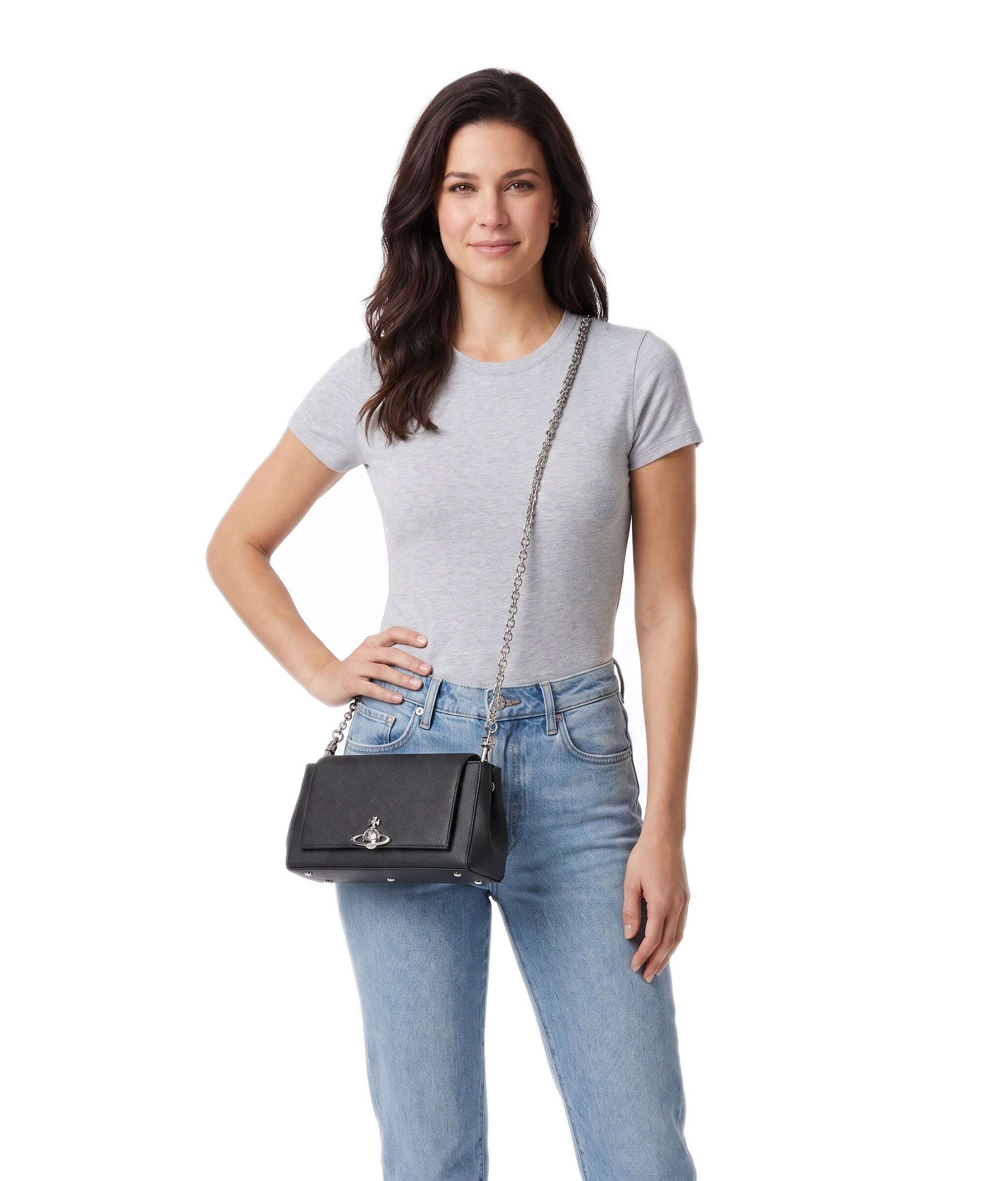 Vivienne Westwood Hazel Saffiano Plain Medium Torba na ramię black - Image 3