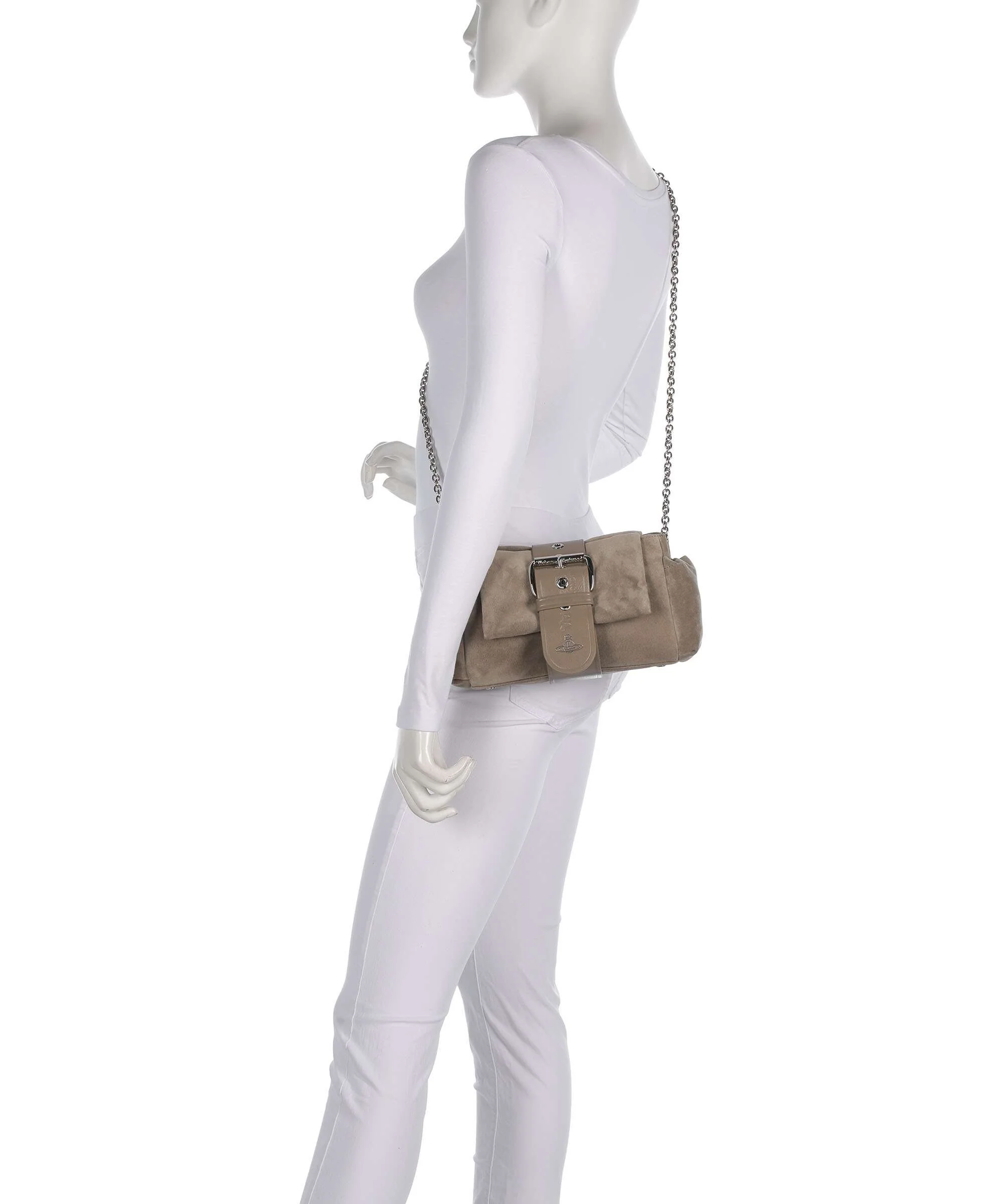 Vivienne Westwood Hazel Suede Treasure Torba na ramię stone - Image 4