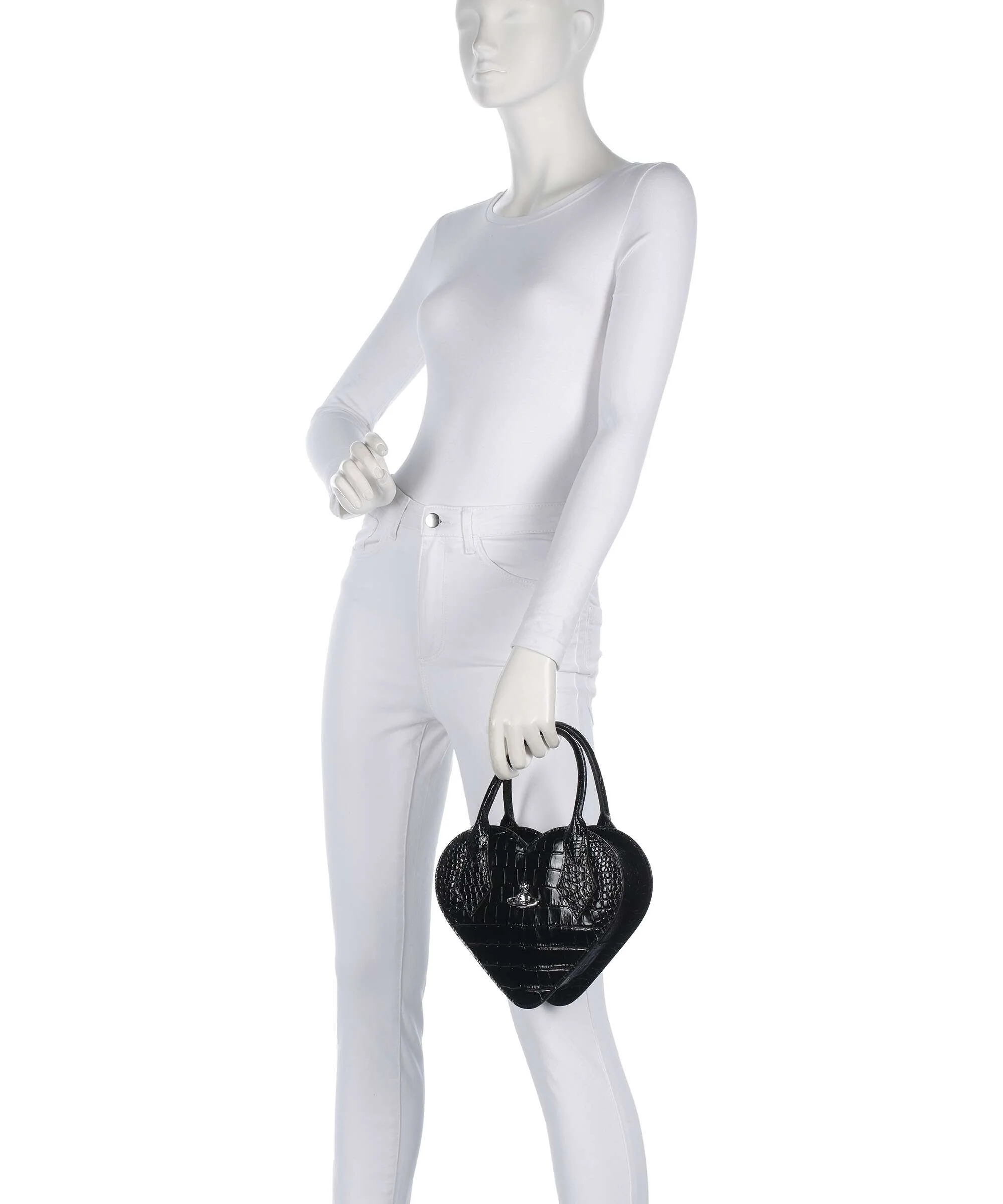 Vivienne Westwood Josephine Heart Embossed Croc Torebka black - Image 4