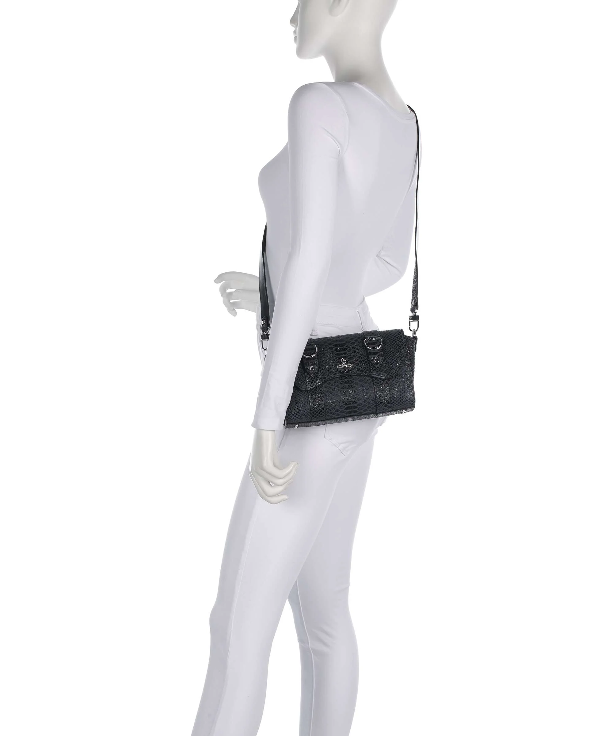 Vivienne Westwood Kimmy Snake Effect Torba przez ramię dark grey - Image 3