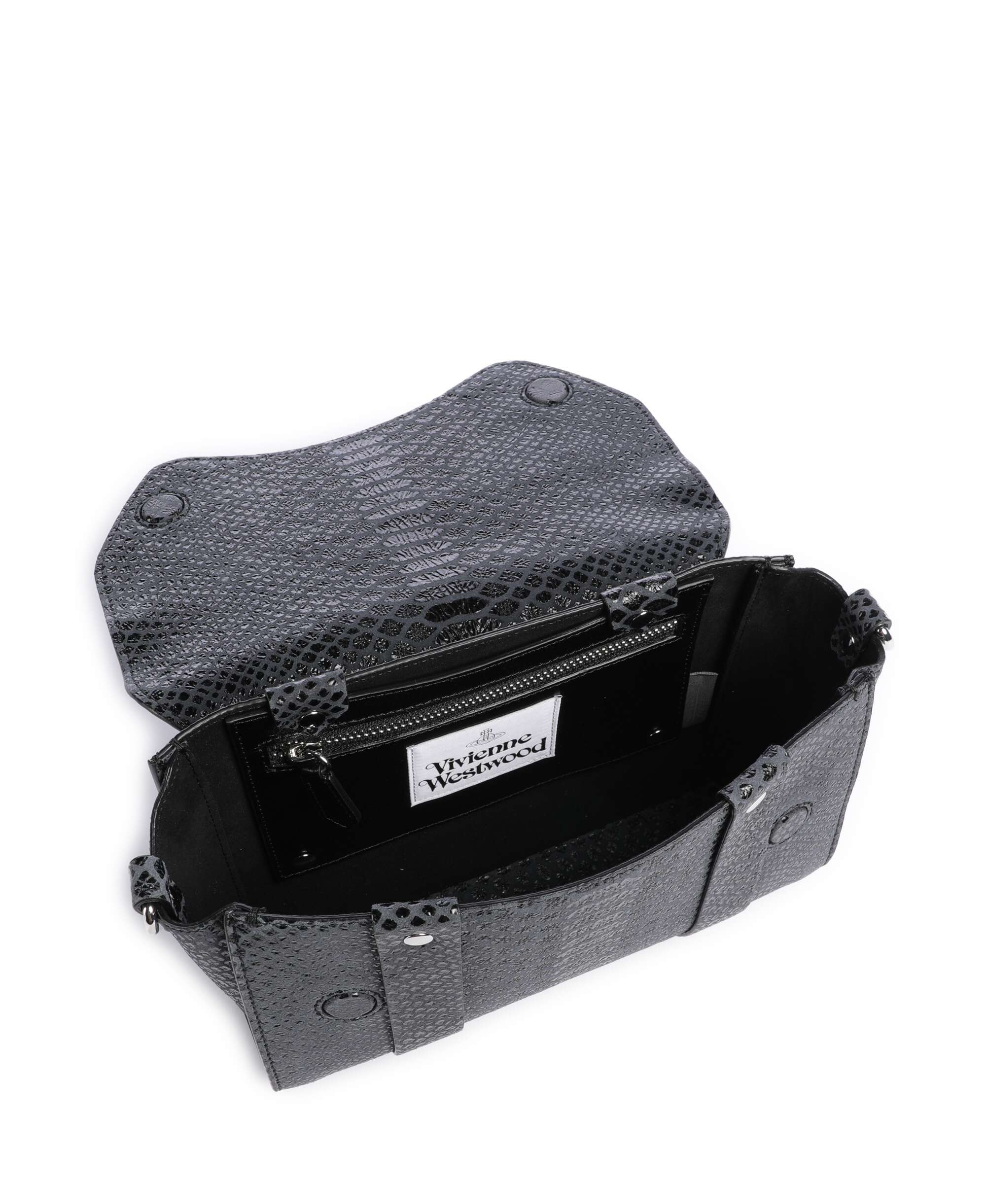 Vivienne Westwood Kimmy Snake Effect Torba przez ramię dark grey - Image 6