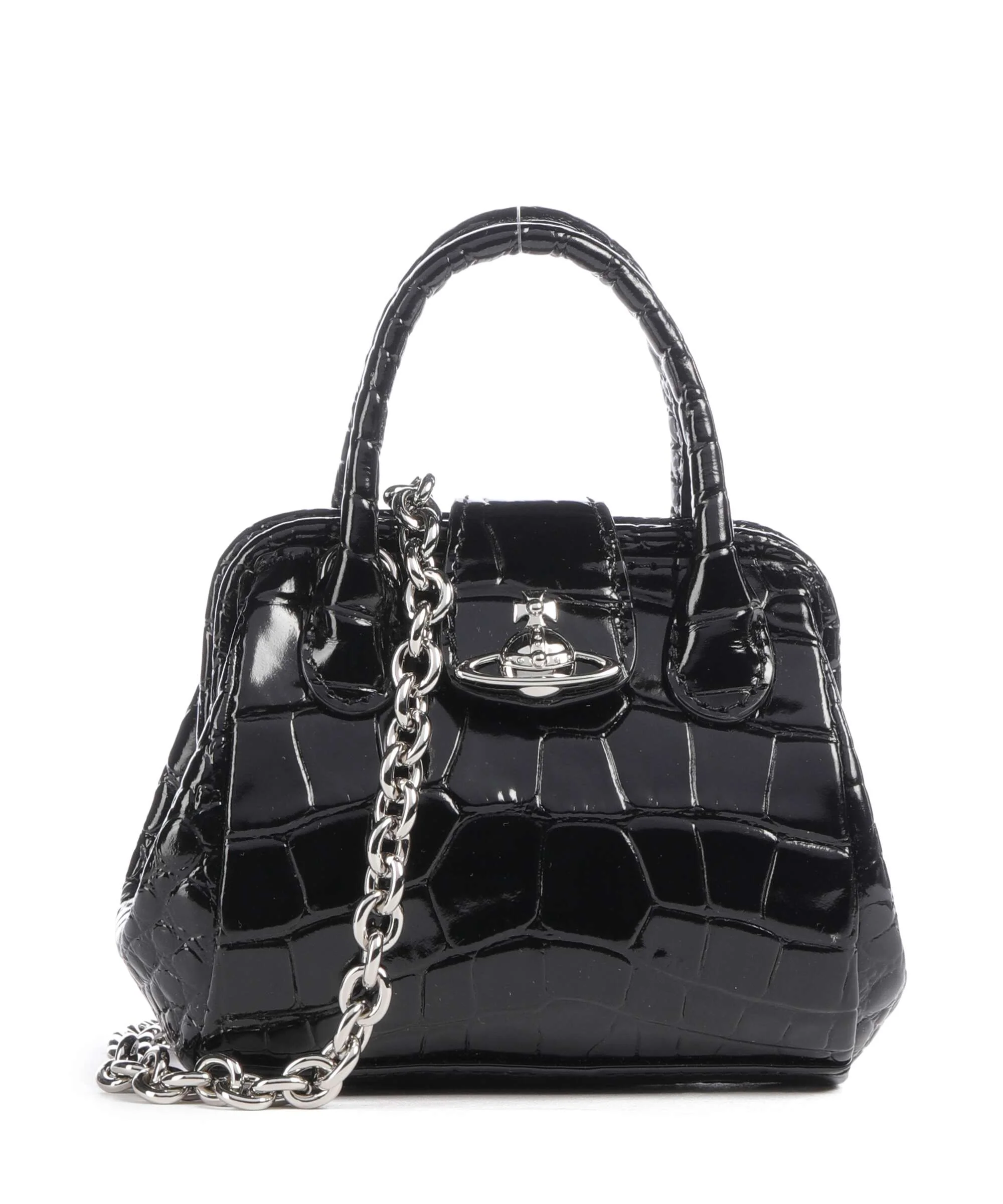 Vivienne Westwood Pamela Embossed Croc Mini Torba przez ramię black