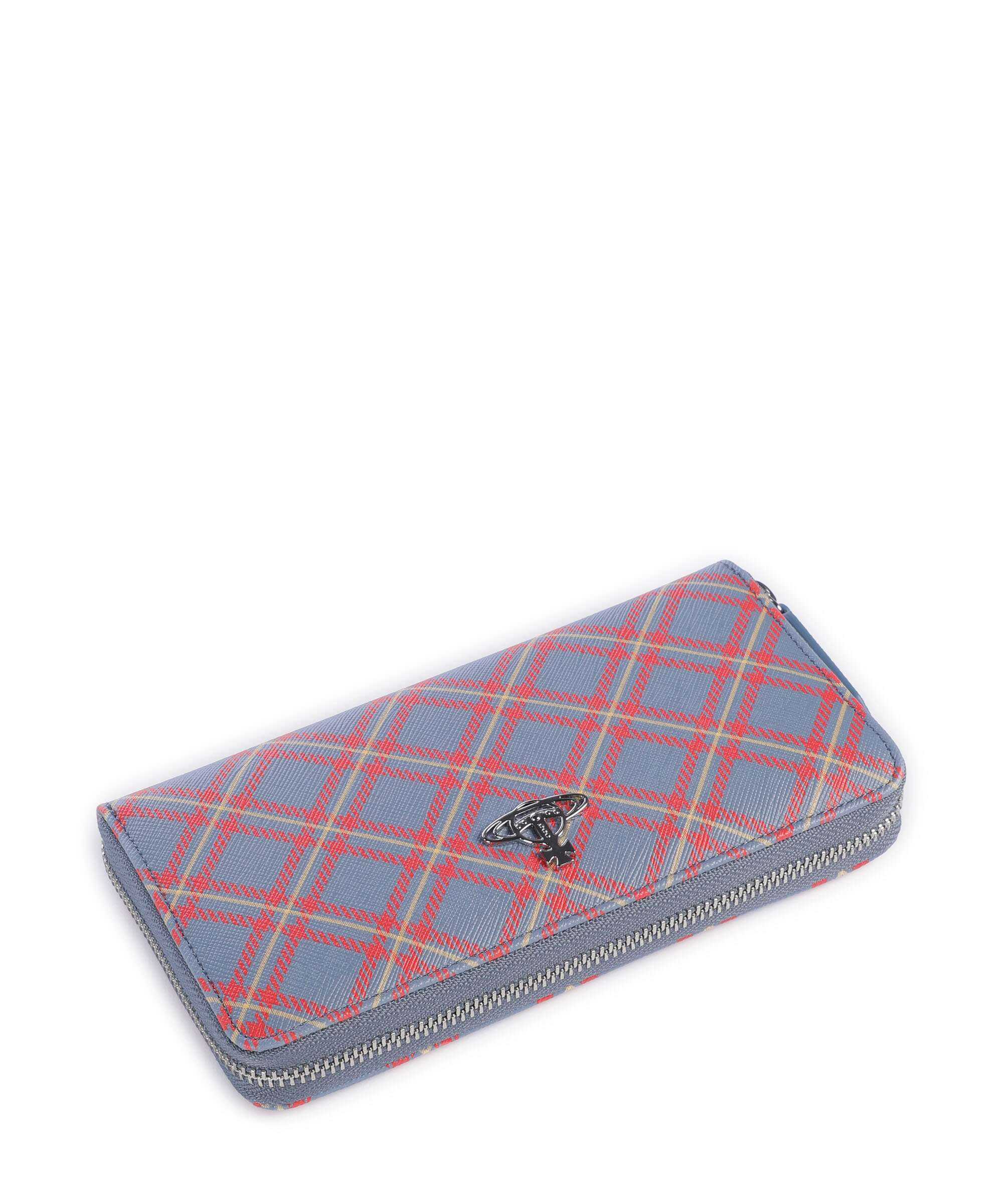 Vivienne Westwood Saffiano Printed Classic Portfel blue/orange tartan - Image 4